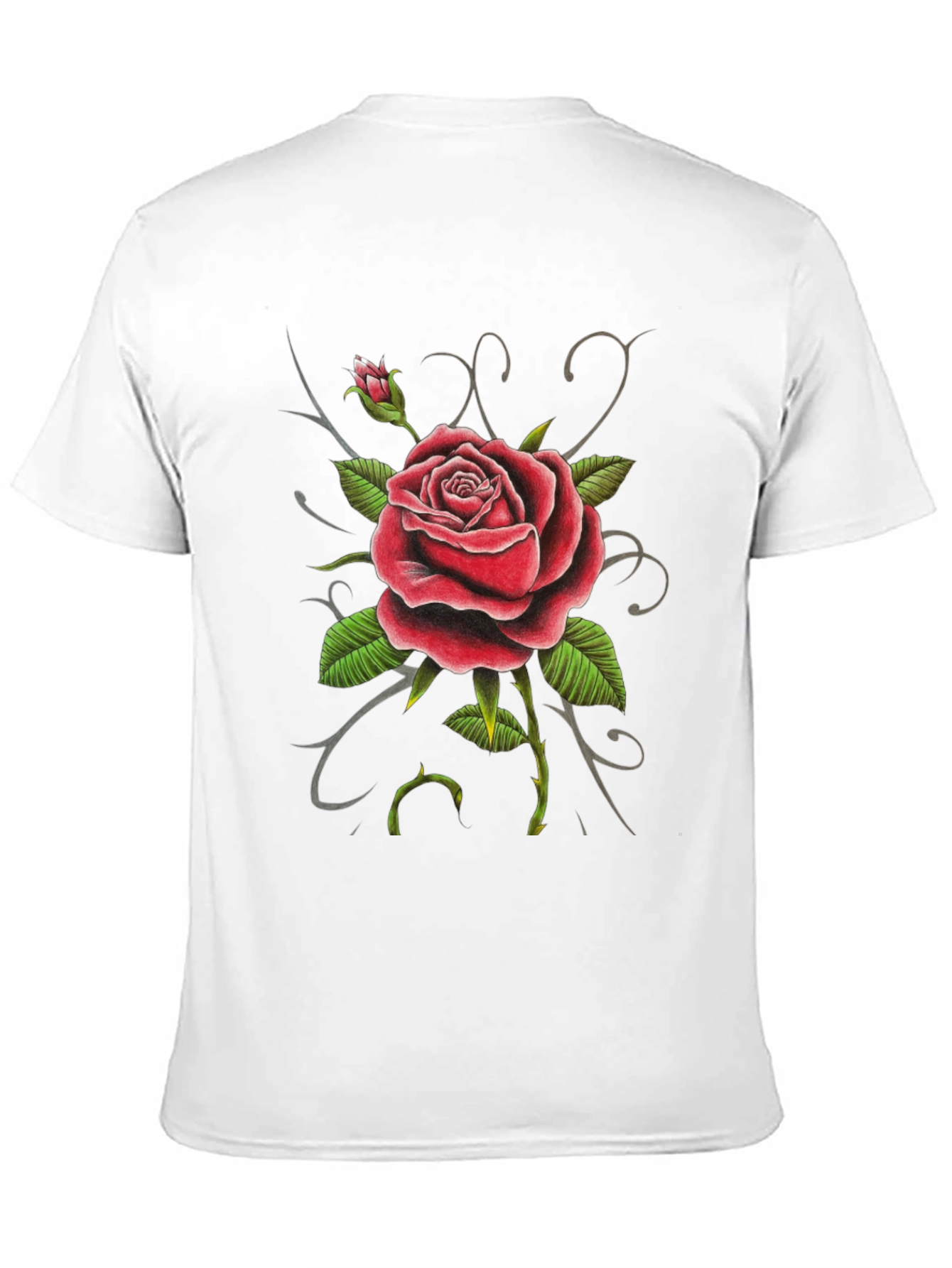Red Rose Graphic Tee - Black Cotton Comfort