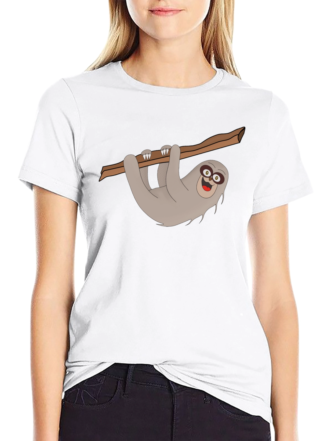 Sloth Graphic Tee - Mens Black Cotton T-Shirt