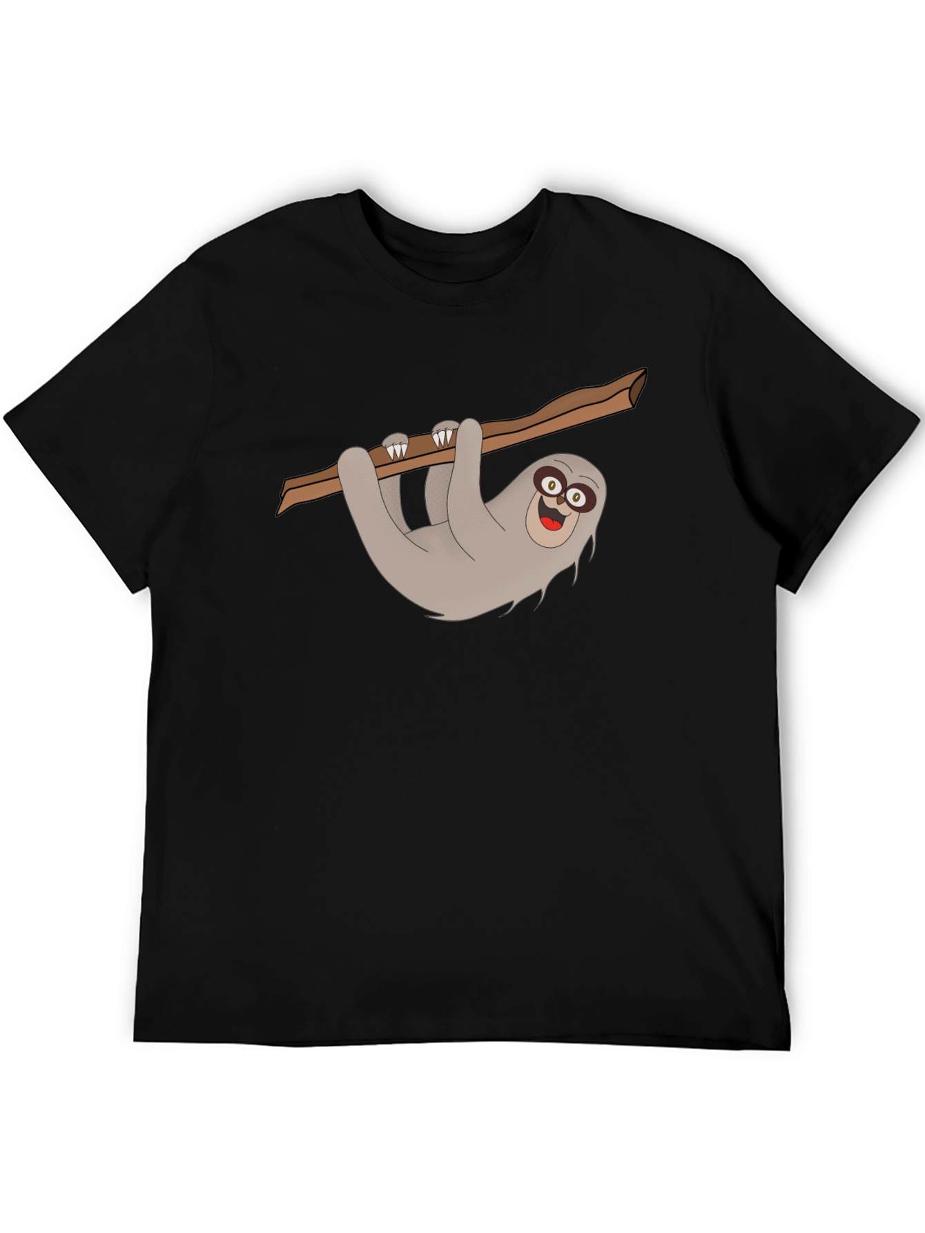 Sloth Graphic Tee - Mens Black Cotton T-Shirt
