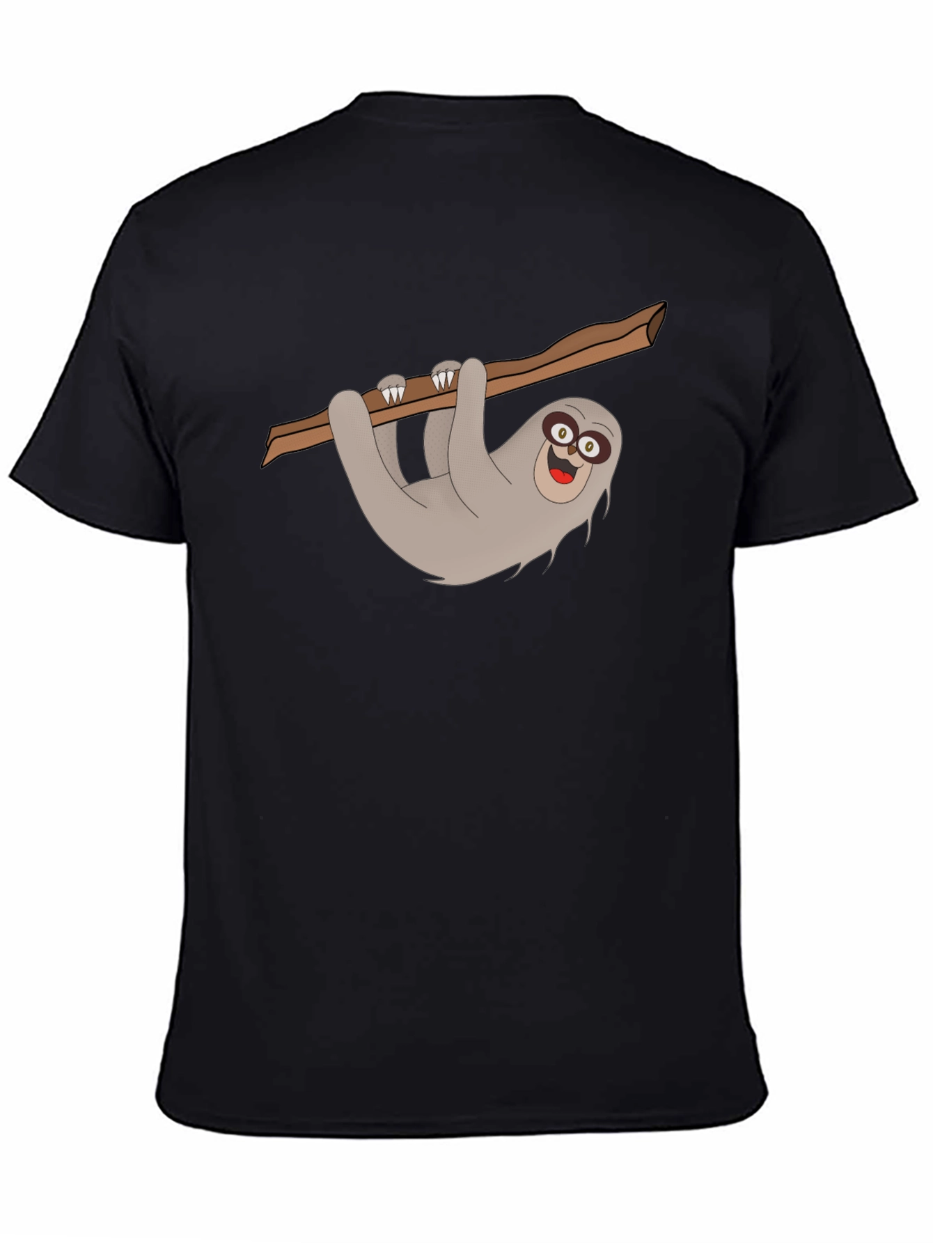Sloth Graphic Tee - Mens Black Cotton T-Shirt