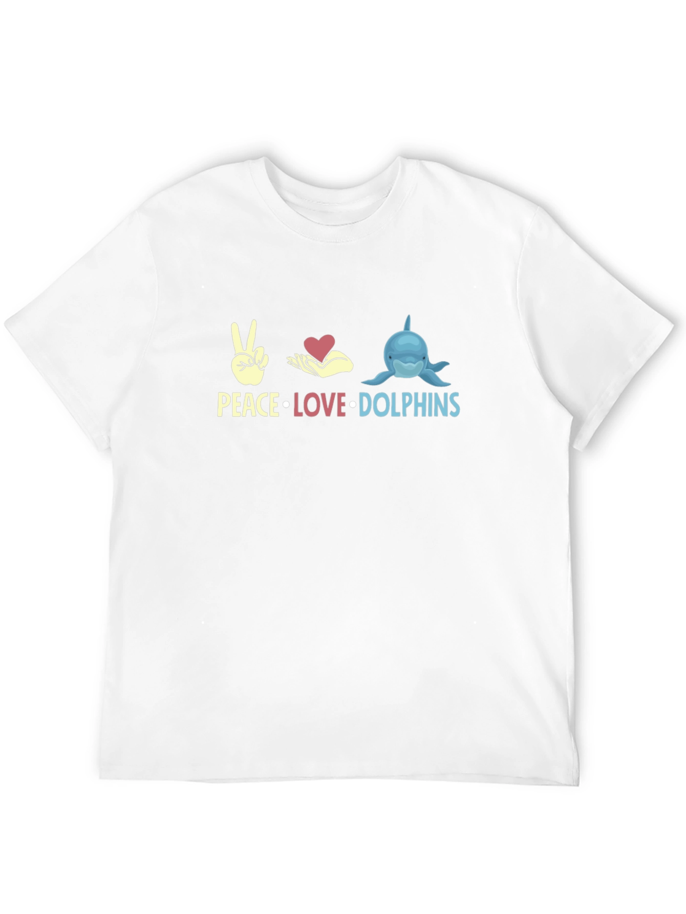 Peace Love Dolphins Black Graphic T-Shirt