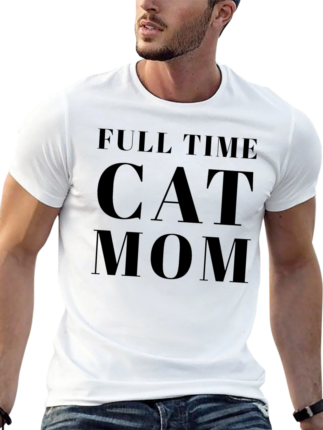 Full Time Cat Mom Black T-Shirt