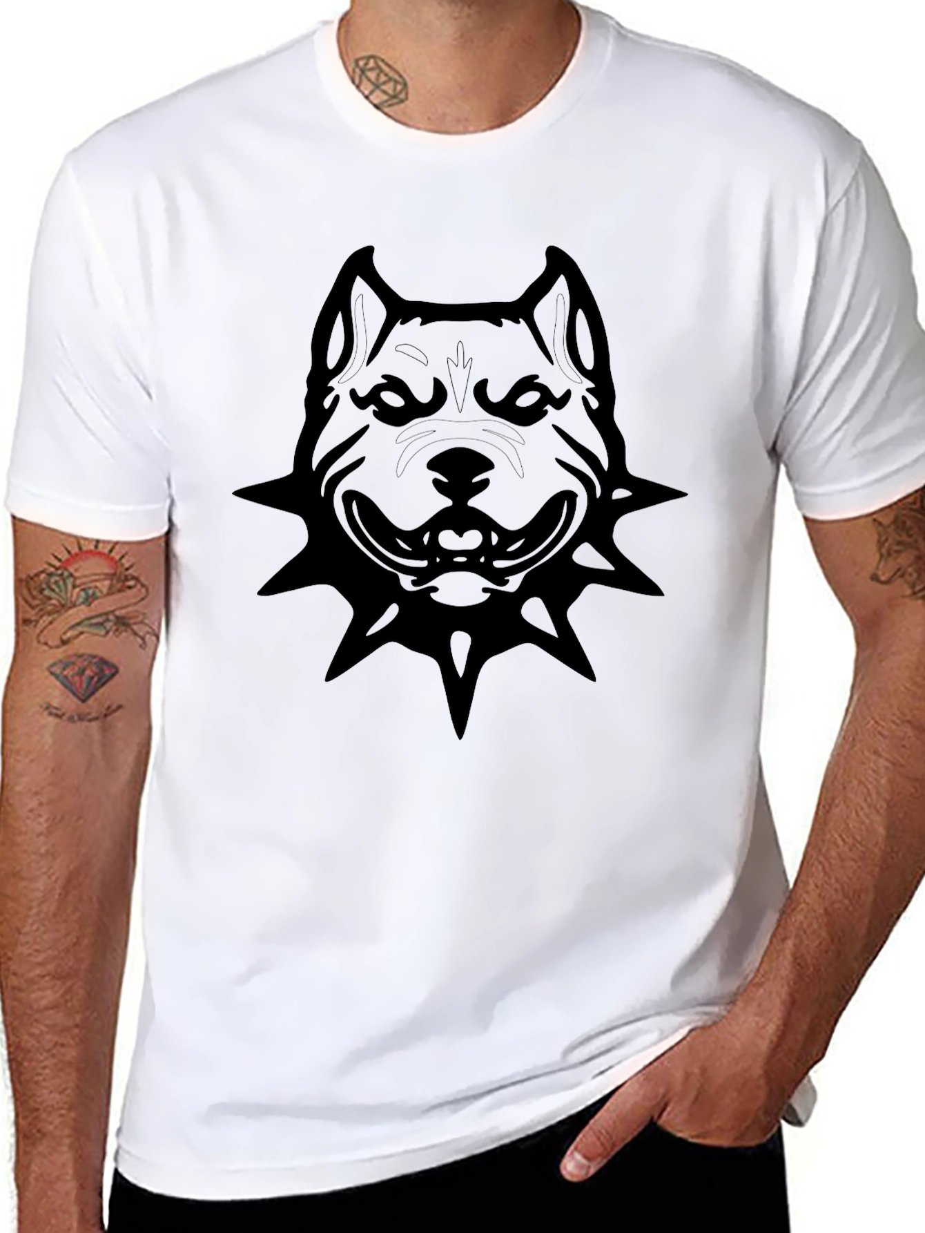 Mens Black Pitbull Graphic T-Shirt