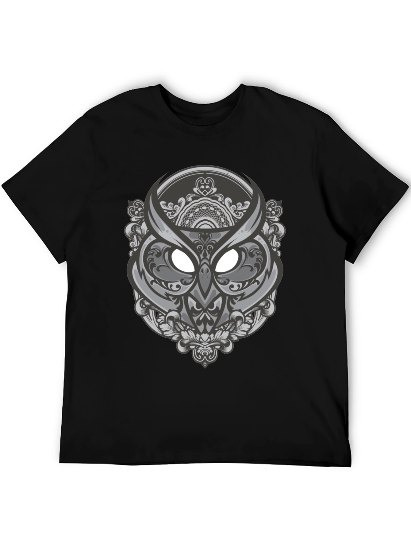 Owl Mandala Graphic Tee - Black