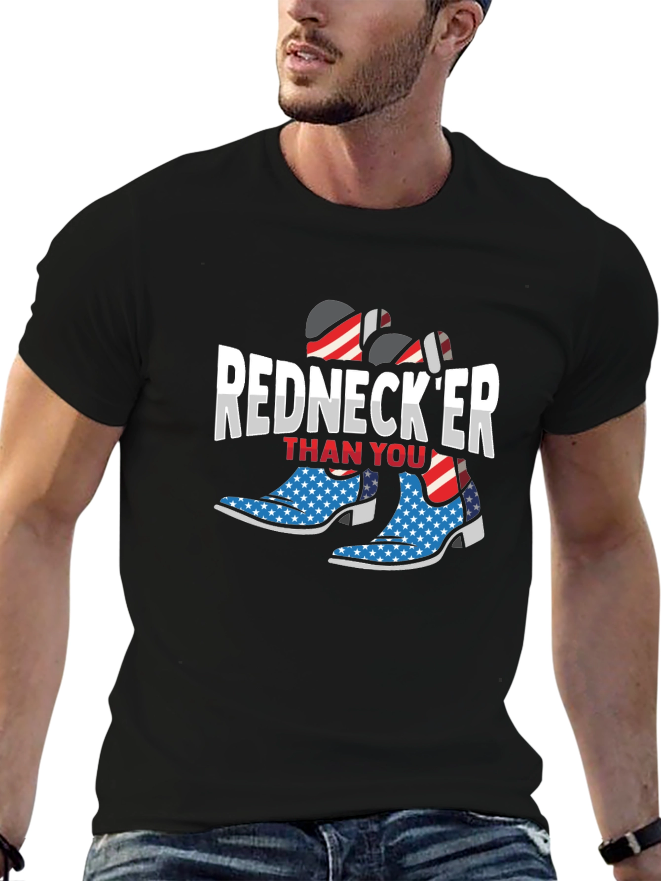 Rednecker Than You T-Shirt - Patriotic Cowboy Boots