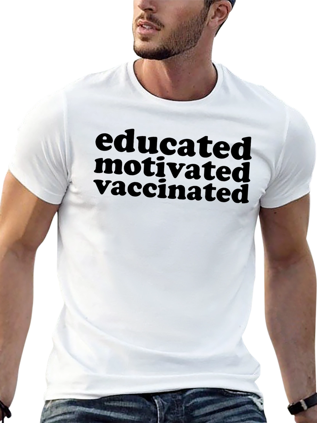 Educated Motivated Vaccinated Black T-Shirt