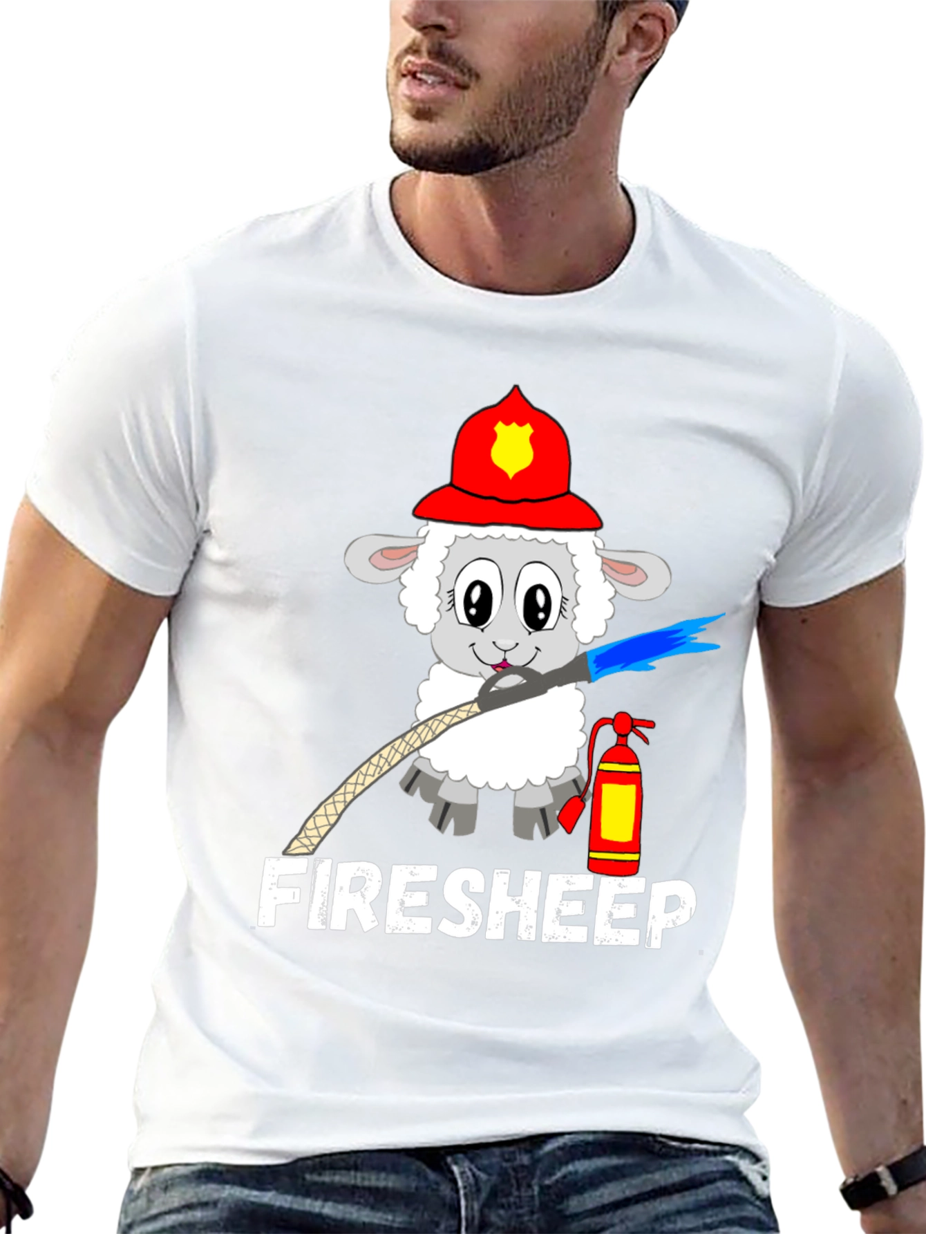 Funny Fire Sheep Graphic T-Shirt