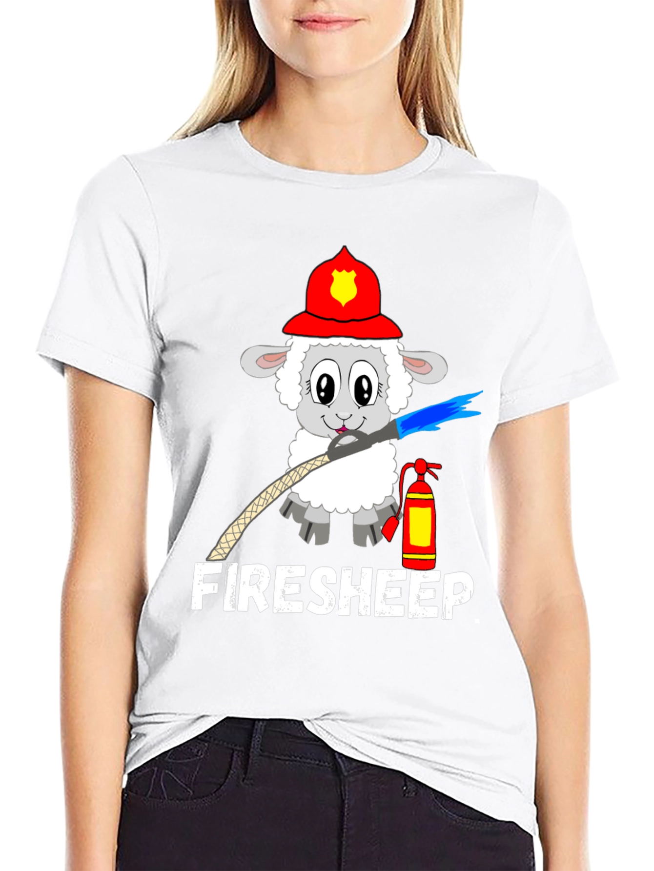Funny Fire Sheep Graphic T-Shirt