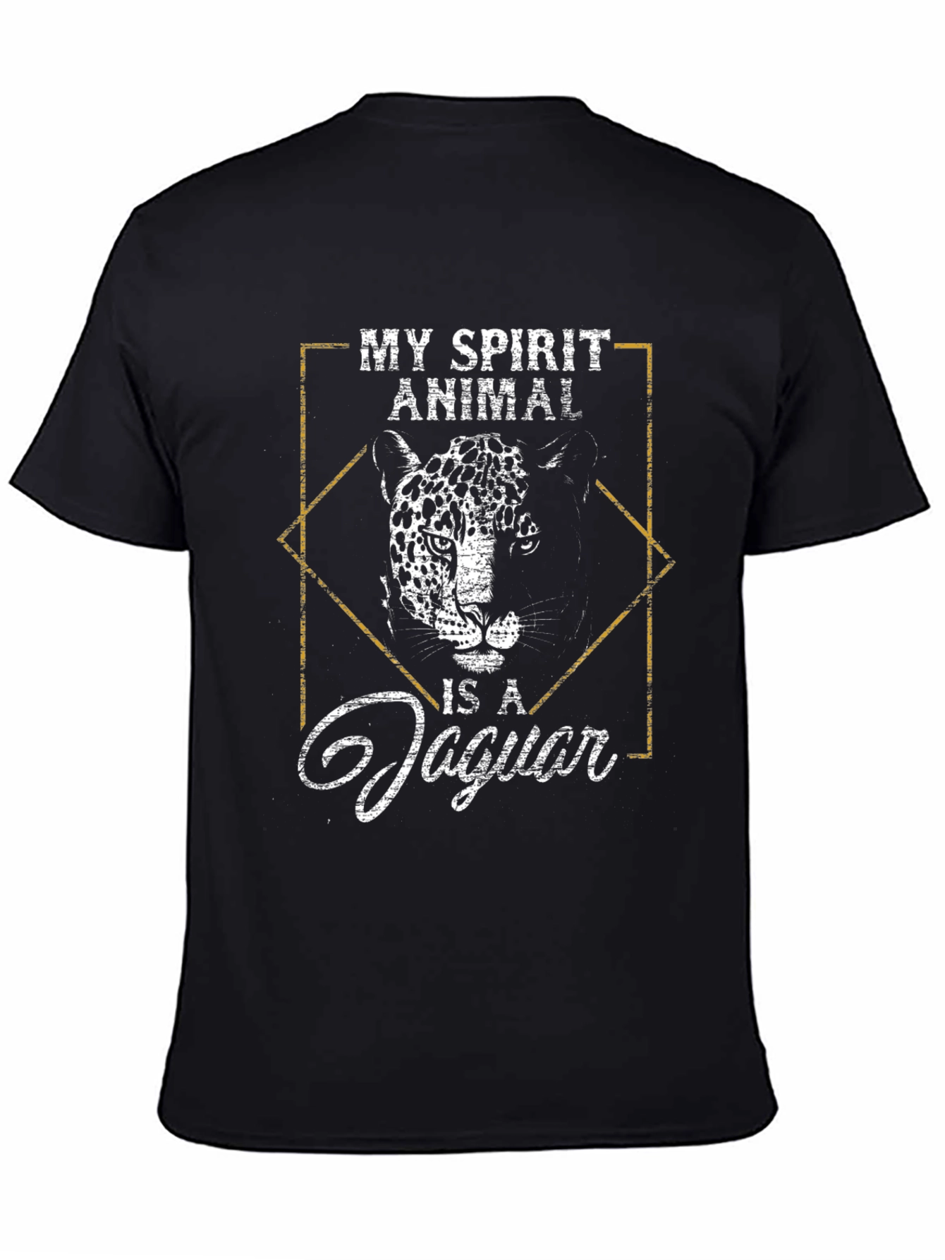 Jaguar Spirit Animal Graphic Tee - Black Cotton T-Shirt