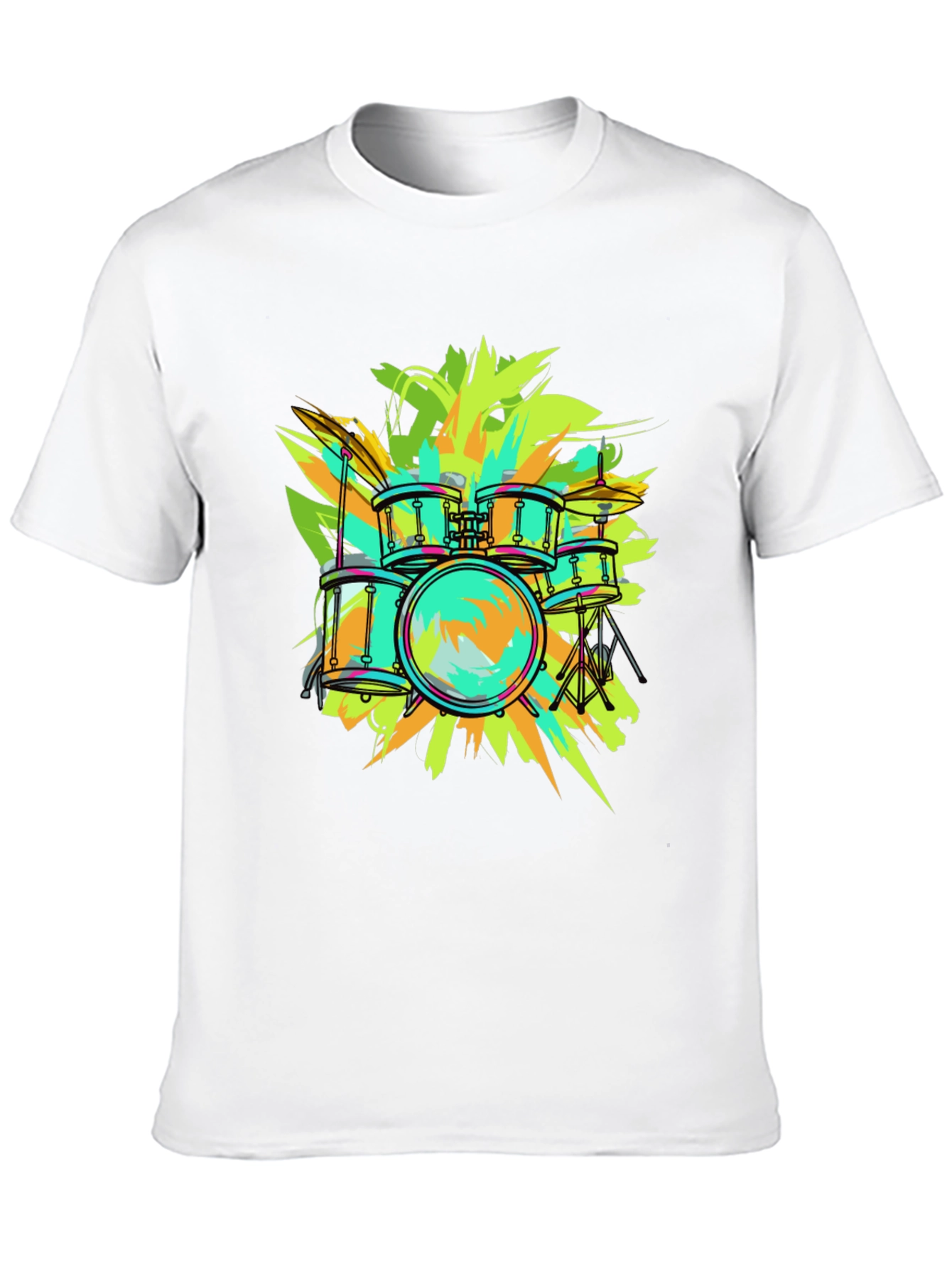 Vibrant Drum Set Graphic Tee - Music Lover T-Shirt