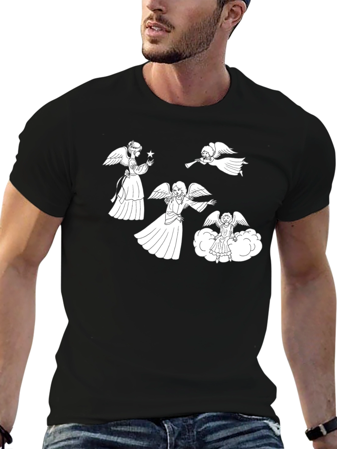Angelic Graphic Tee - Black Cotton Blend