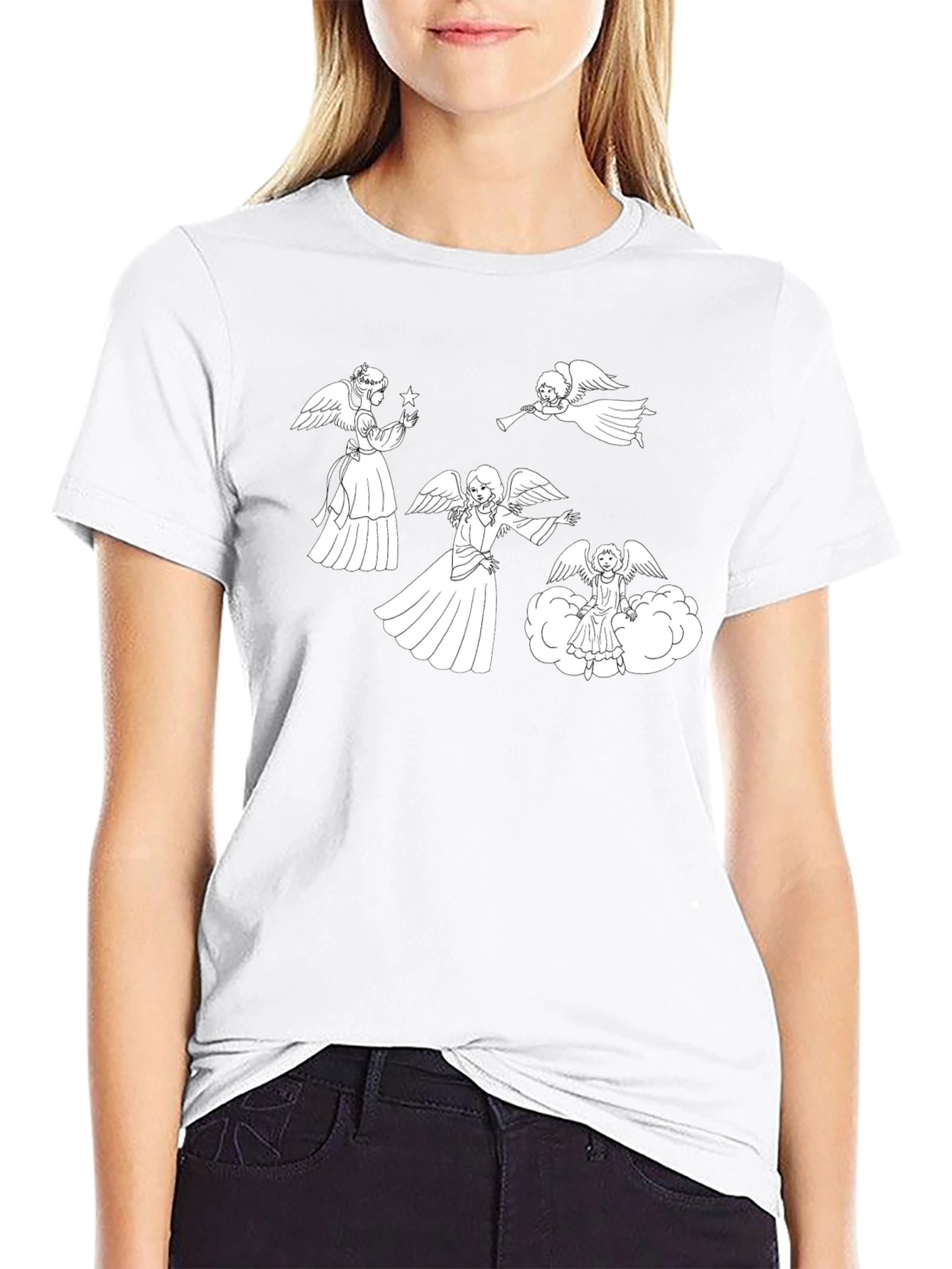 Angelic Graphic Tee - Black Cotton Blend