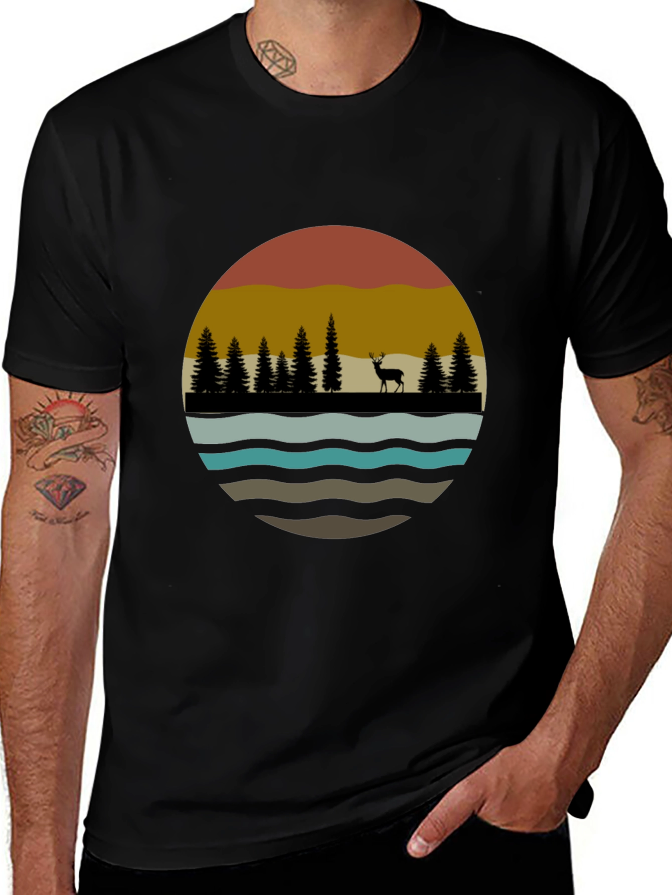 Nature Deer Silhouette Graphic Tee