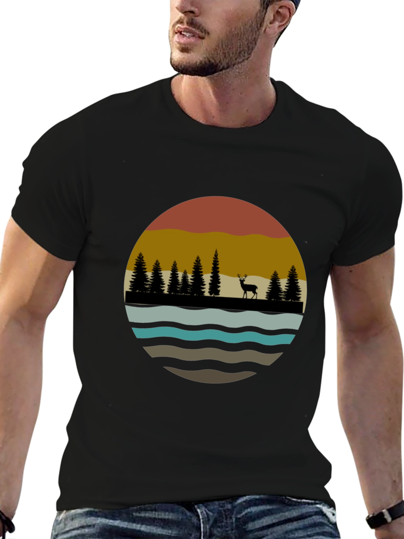 Nature Deer Silhouette Graphic Tee