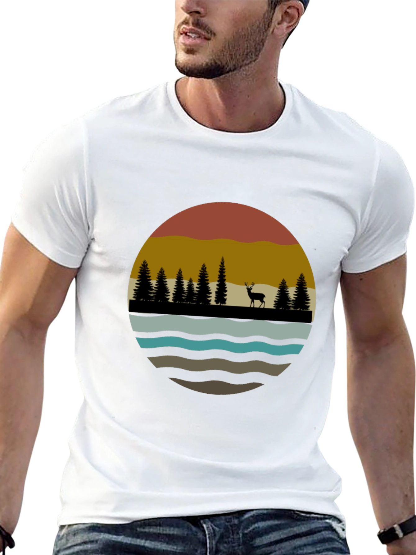 Nature Deer Silhouette Graphic Tee