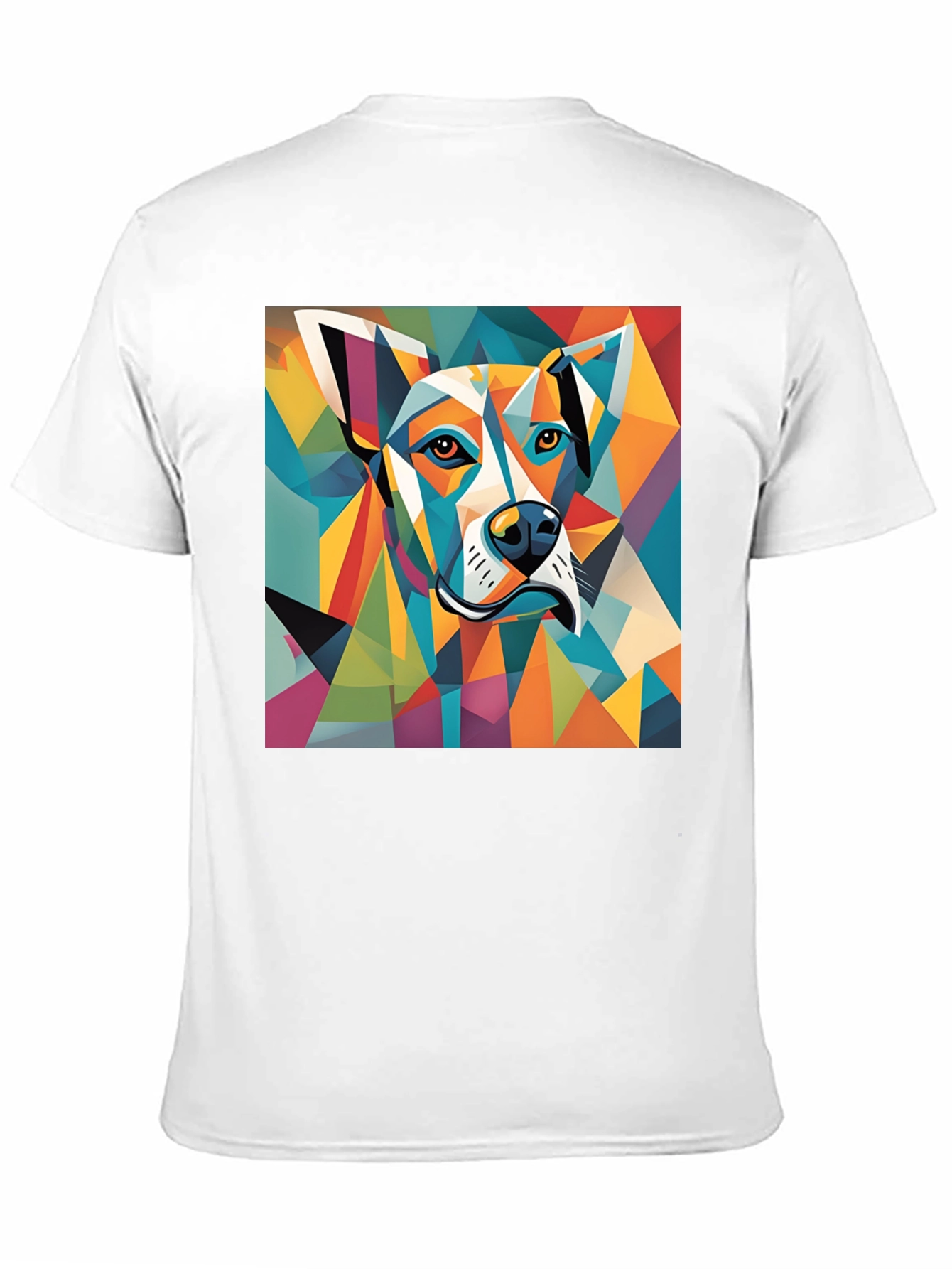 Geometric Dog Graphic Tee - Modern Art Style Shirt