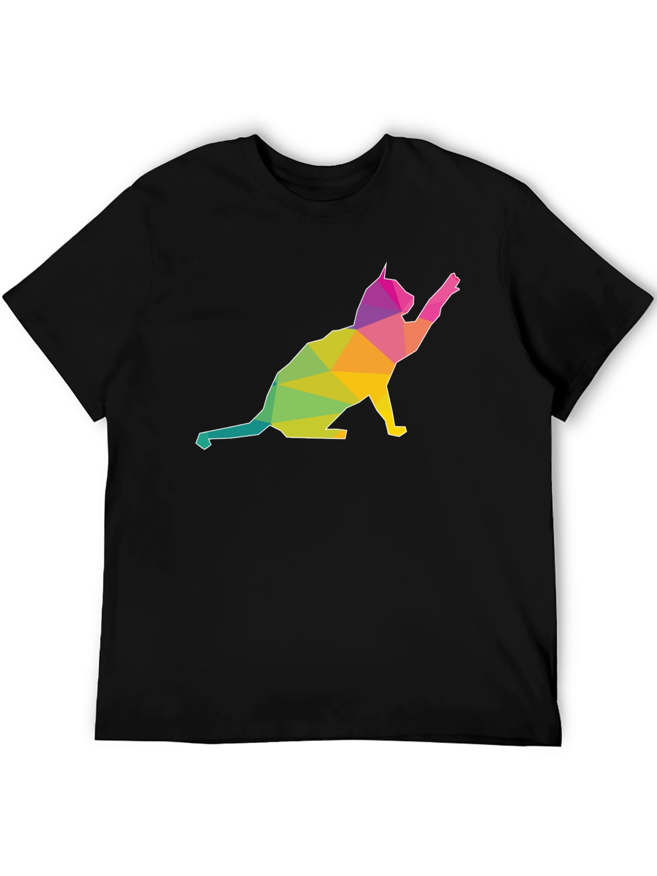 Geometric Cat Graphic T-Shirt - Modern Art Tee