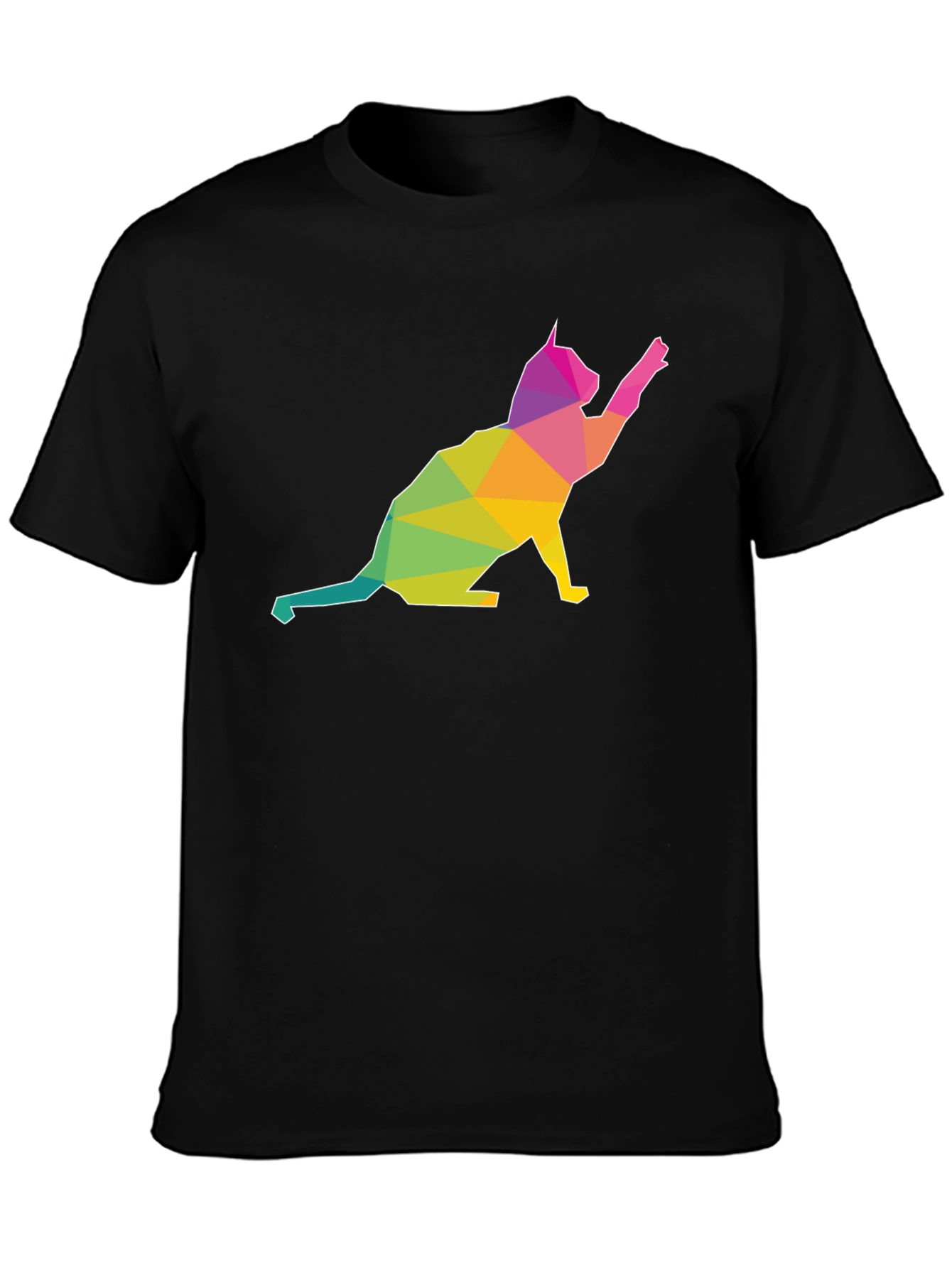 Geometric Cat Graphic T-Shirt - Modern Art Tee