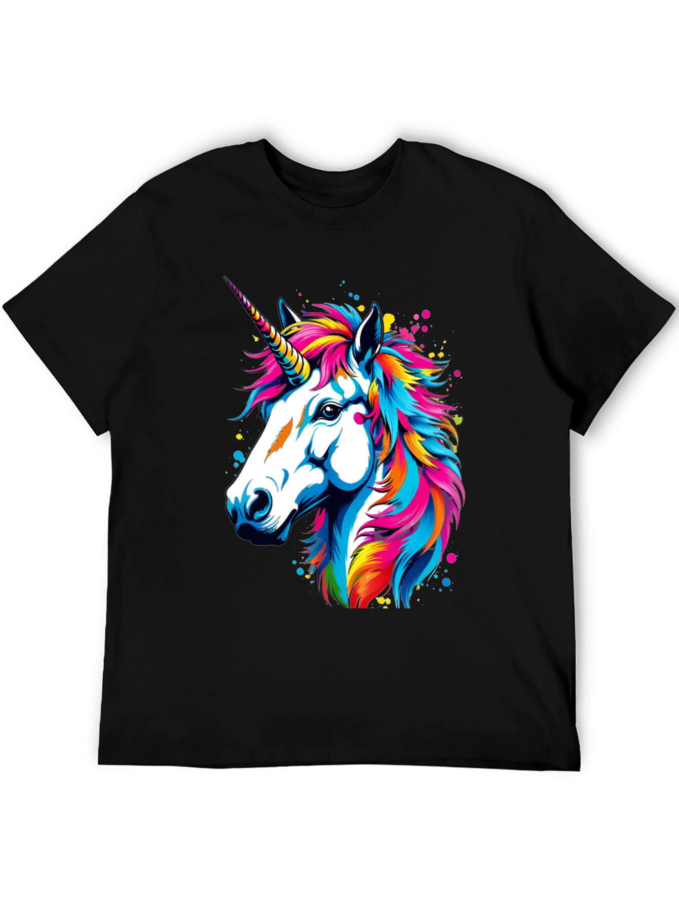 Unicorn Graphic Print Black T-Shirt
