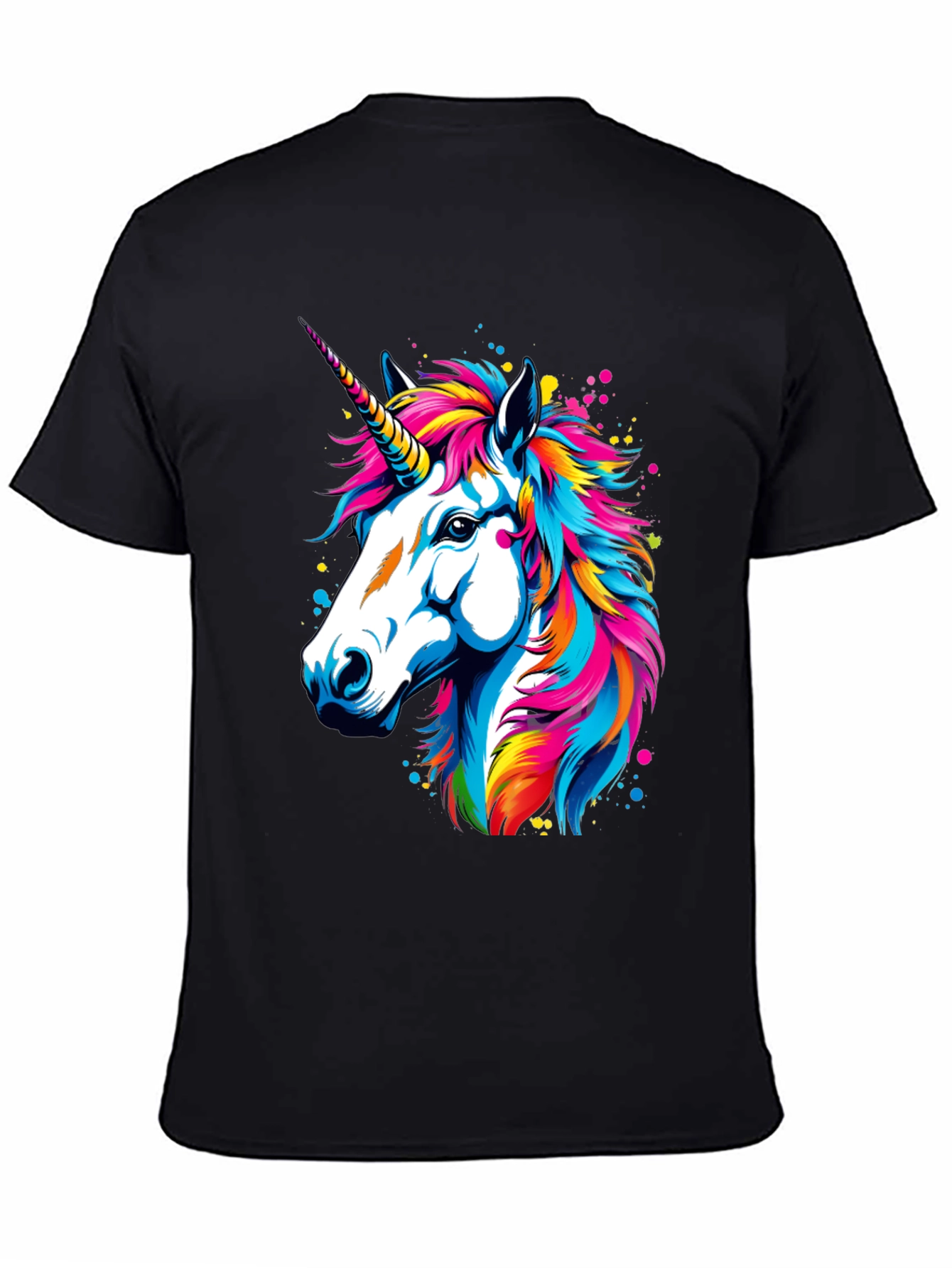 Unicorn Graphic Print Black T-Shirt