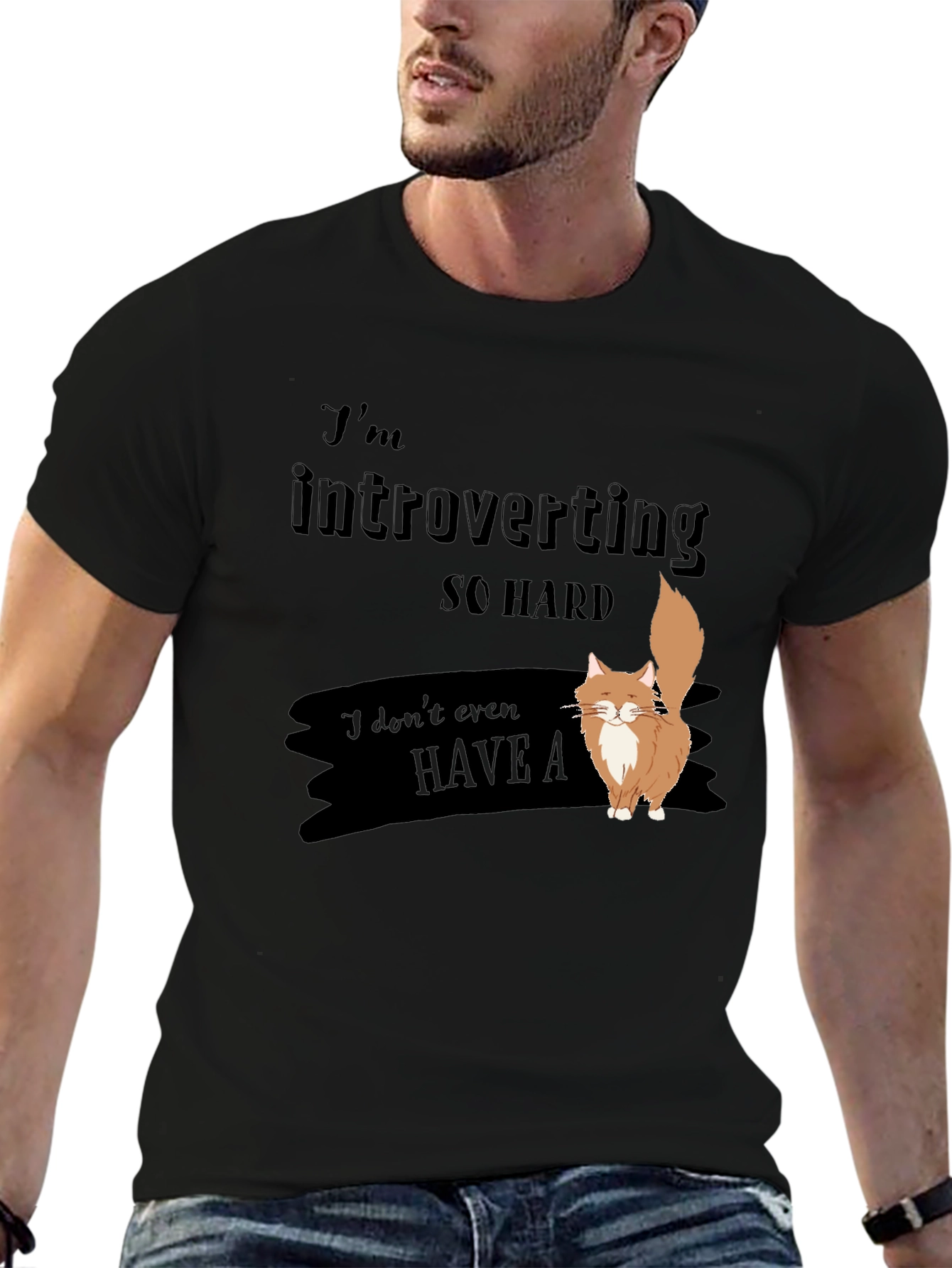 Introverted Cat T-Shirt - Soft Cotton Blend