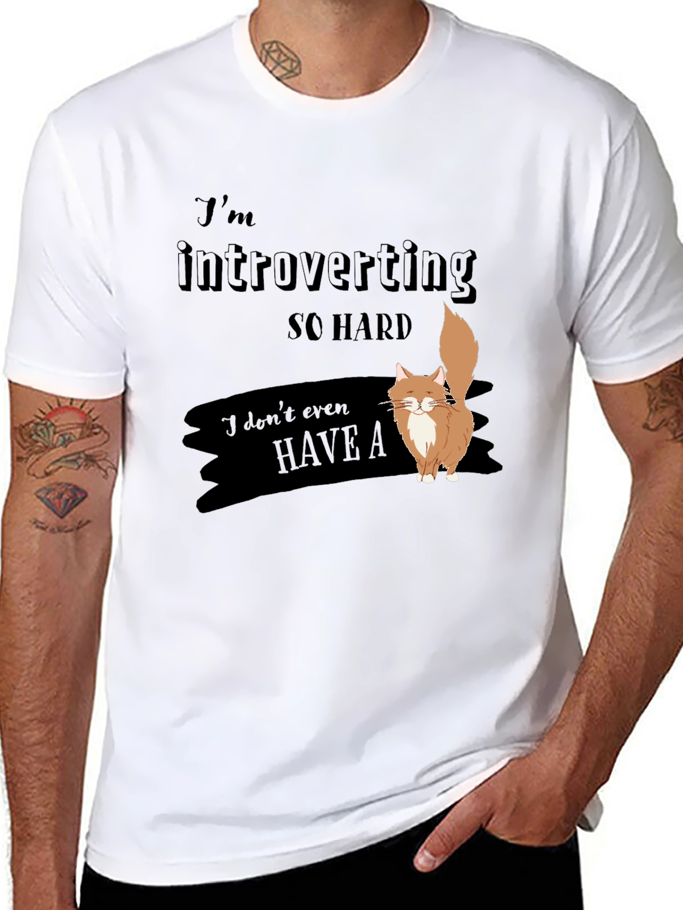 Introverted Cat T-Shirt - Soft Cotton Blend