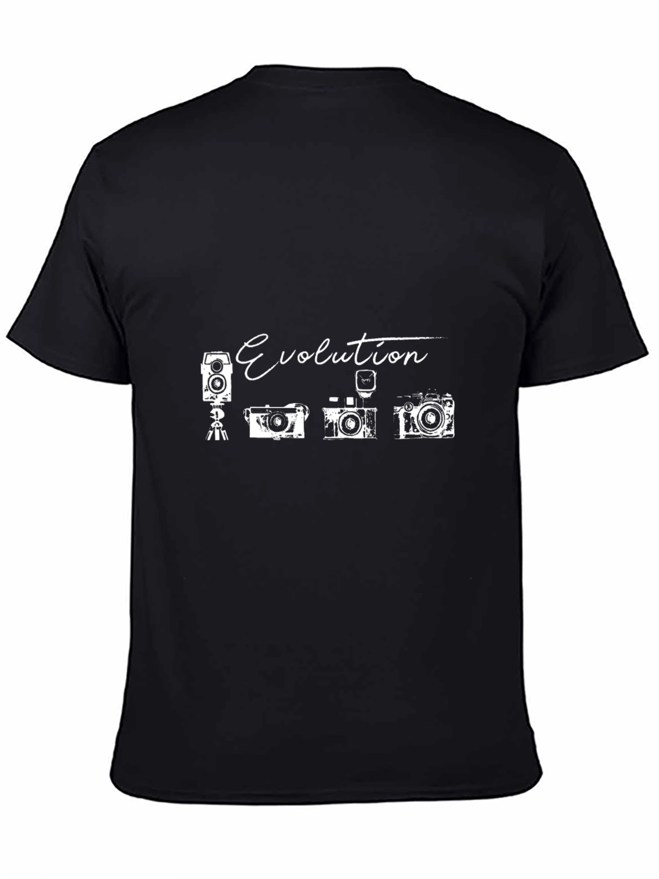 Evolution of Cameras Black Graphic T-Shirt