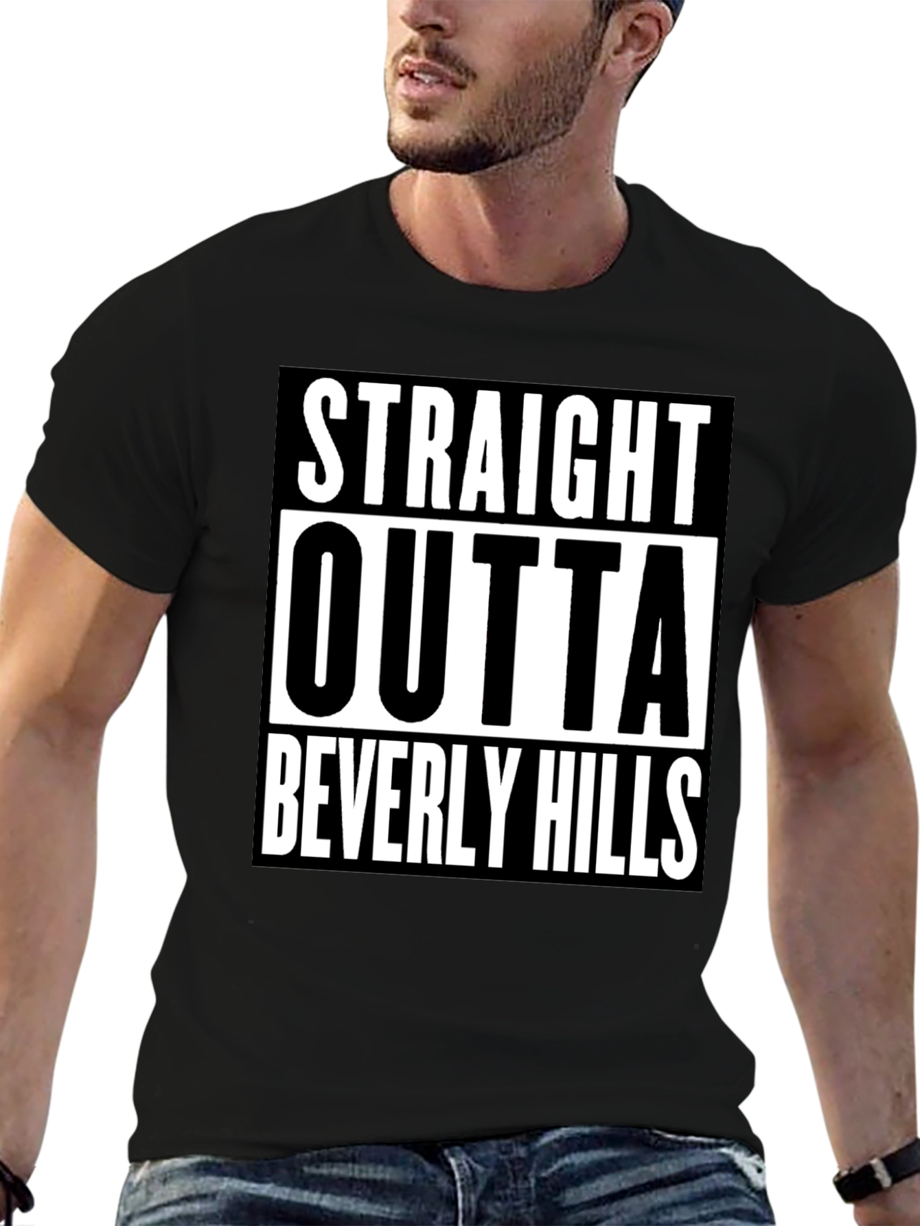 Straight Outta Beverly Hills Mens Black Tee