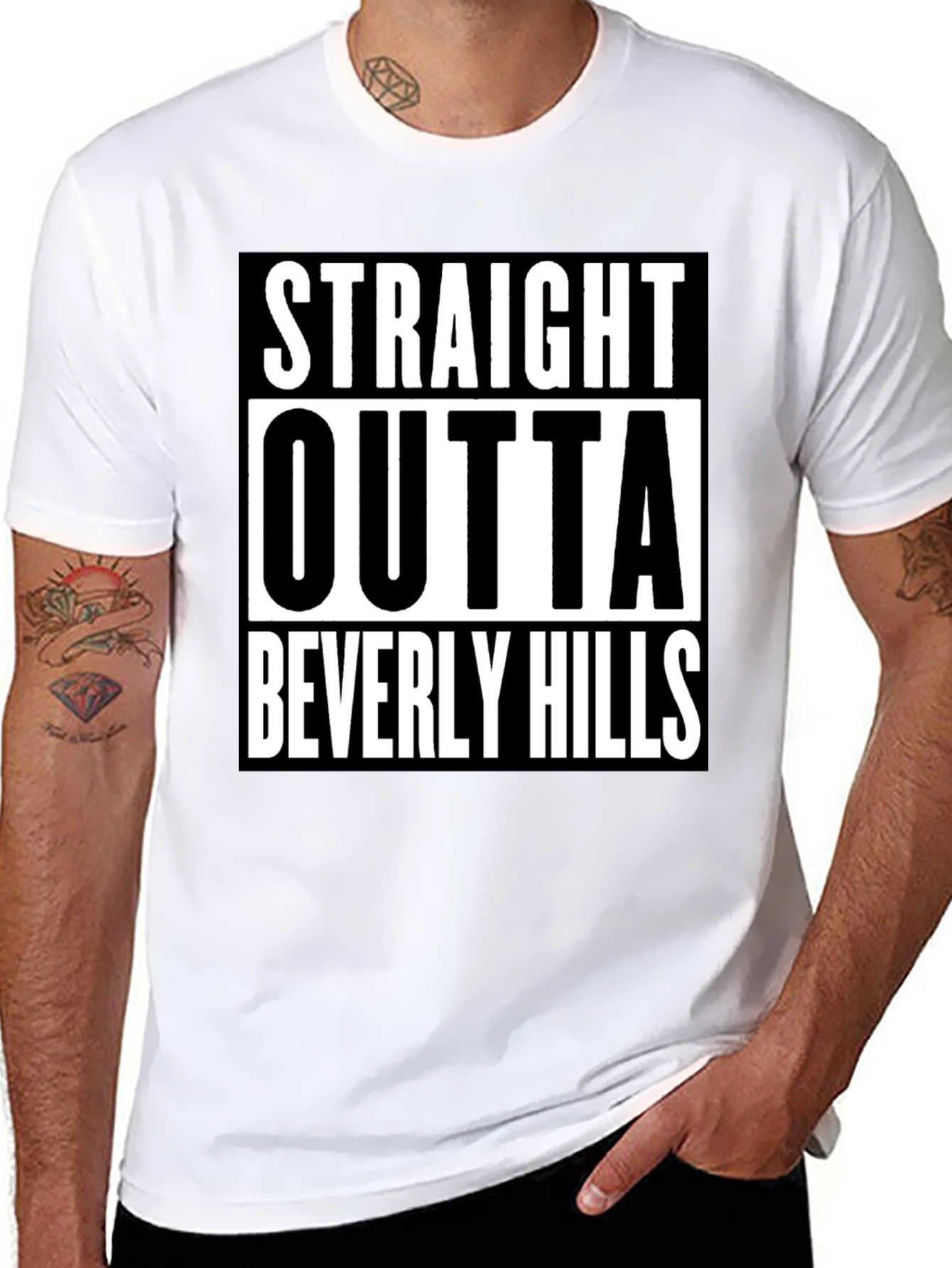 Straight Outta Beverly Hills Mens Black Tee