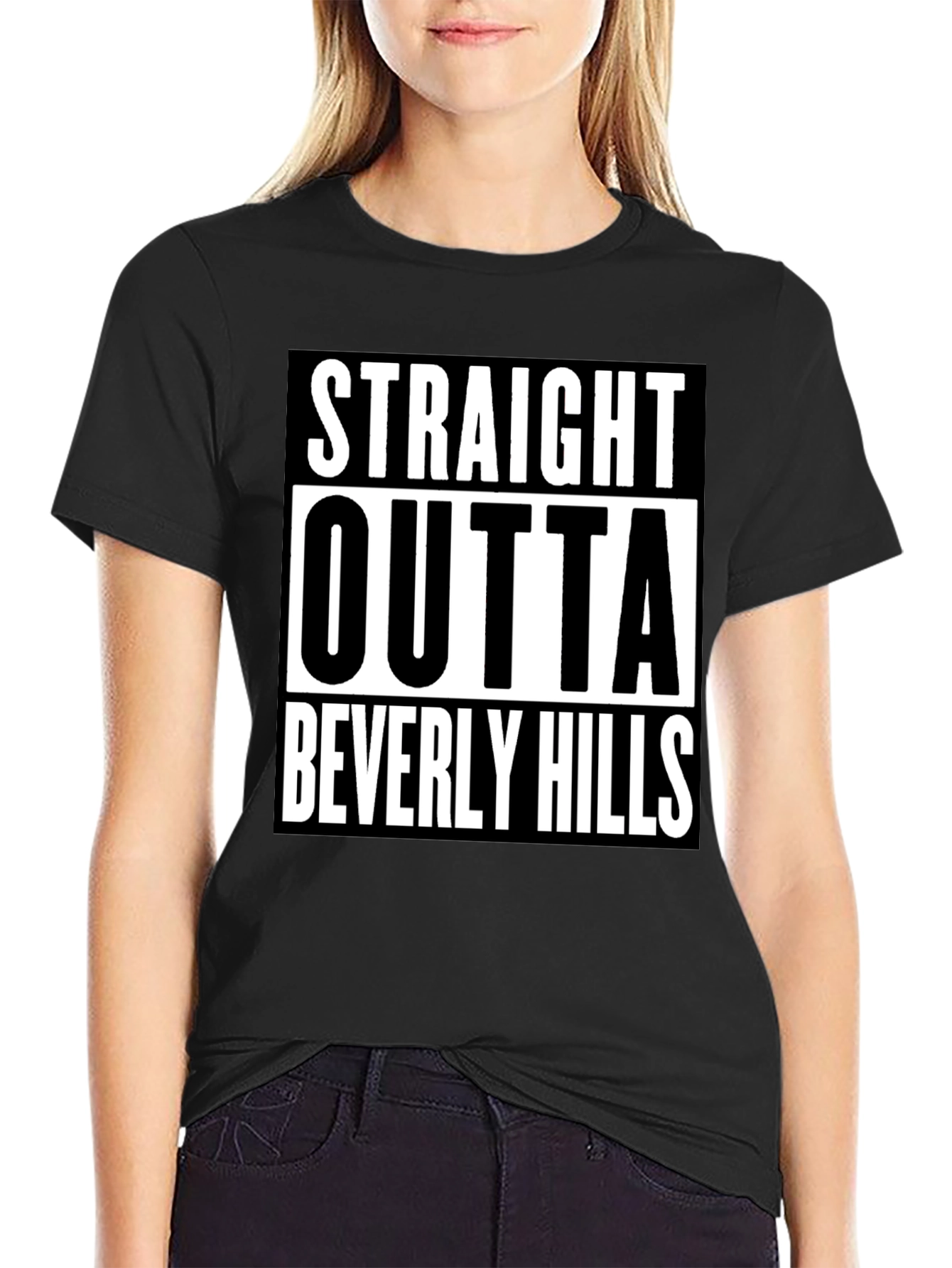 Straight Outta Beverly Hills Mens Black Tee