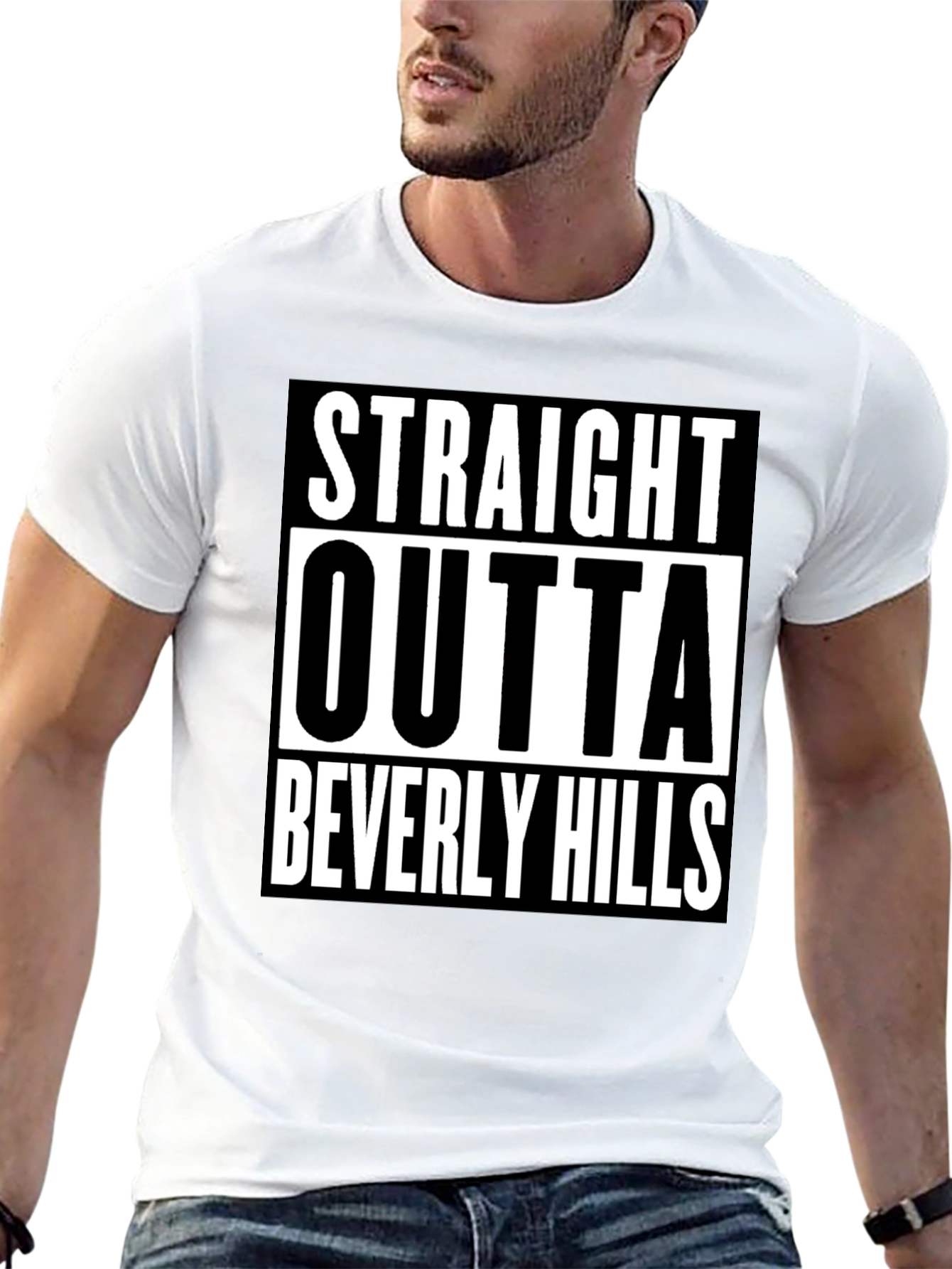 Straight Outta Beverly Hills Mens Black Tee