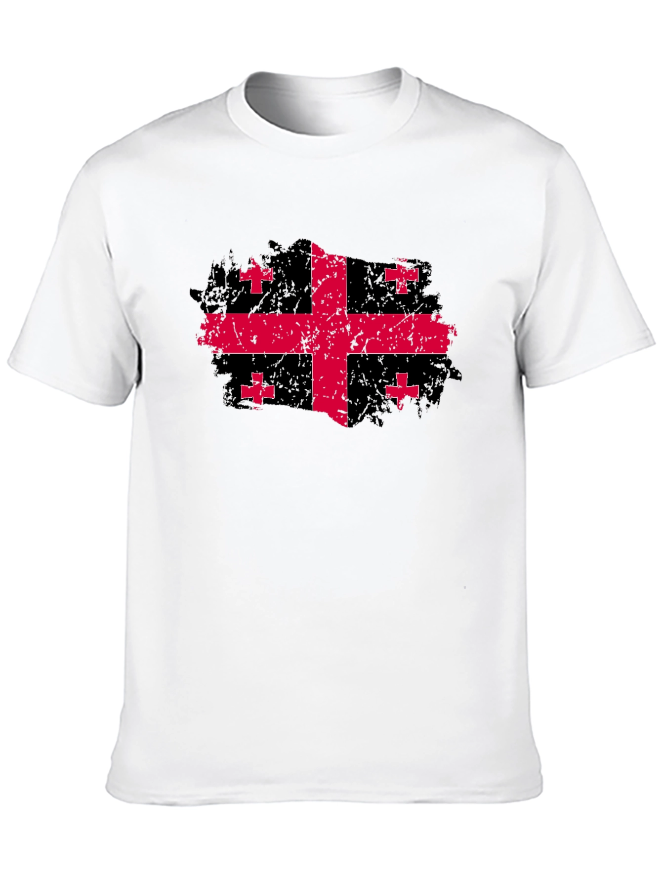 Georgia Flag Grunge Style Black T-Shirt