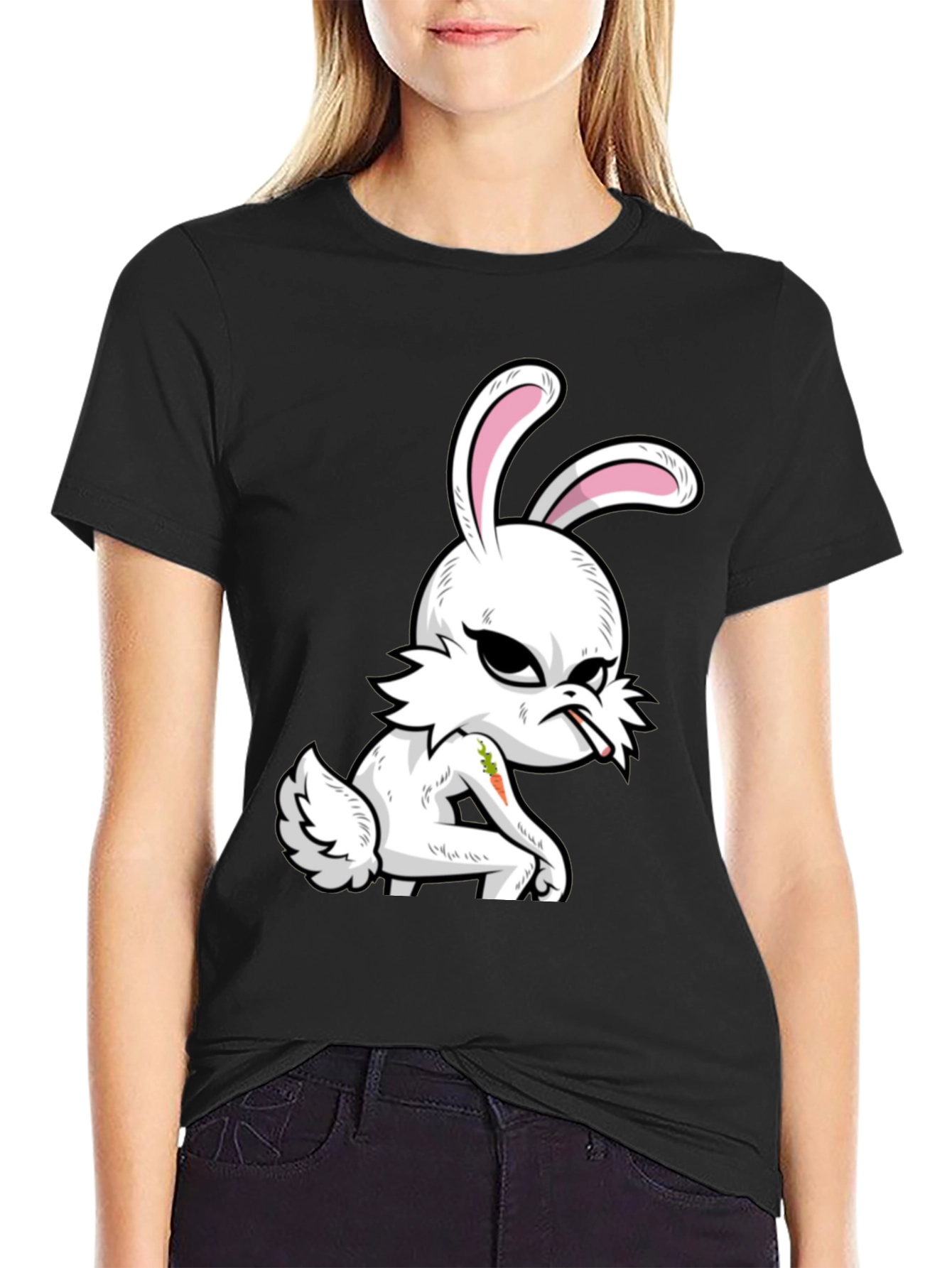 Grumpy Bunny T-Shirt - Edgy Cartoon Rabbit Tee