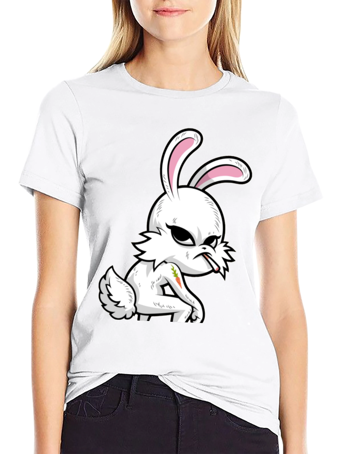Grumpy Bunny T-Shirt - Edgy Cartoon Rabbit Tee