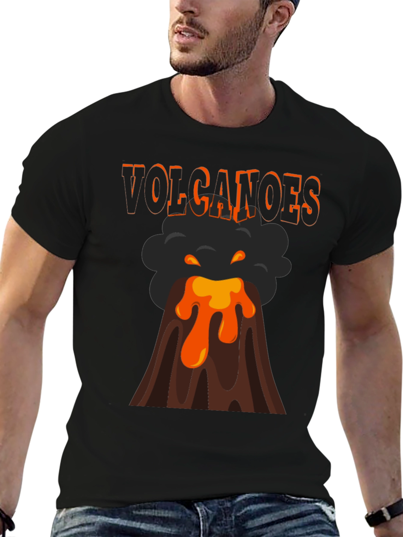 Volcanoes Graphic T-Shirt - Erupting Lava Design