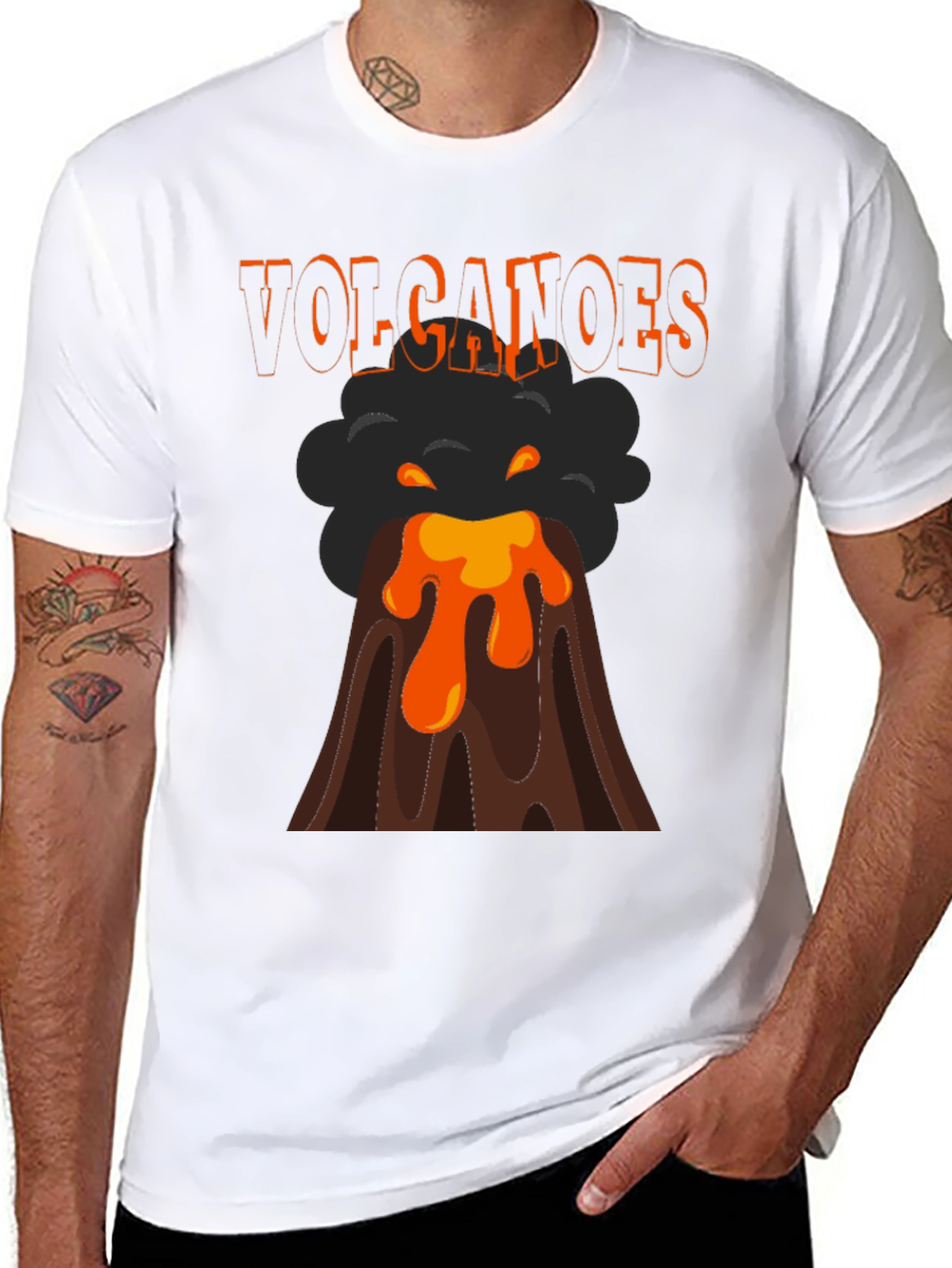 Volcanoes Graphic T-Shirt - Erupting Lava Design