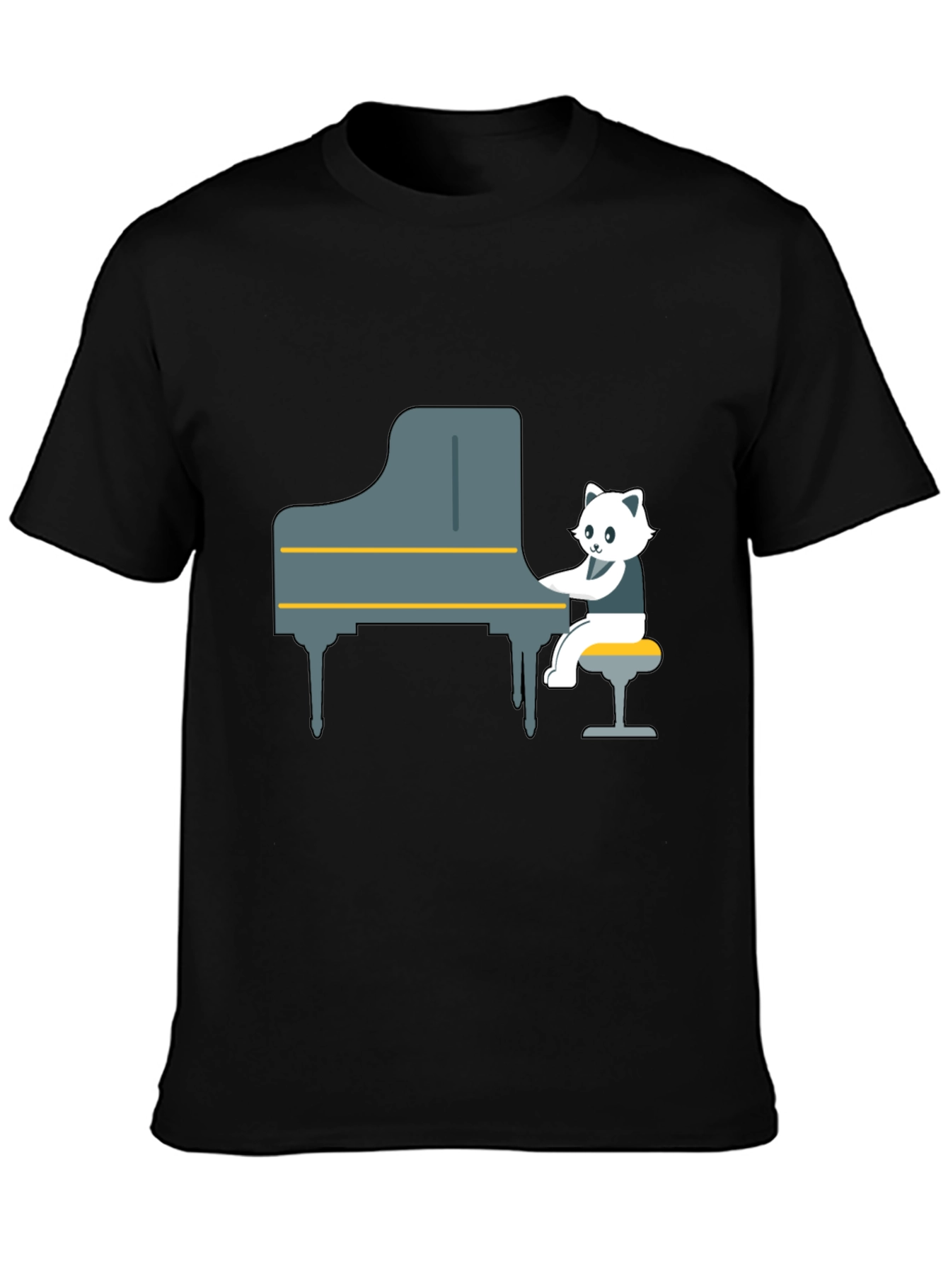 Cat Playing Piano Graphic Tee - Unique Design
