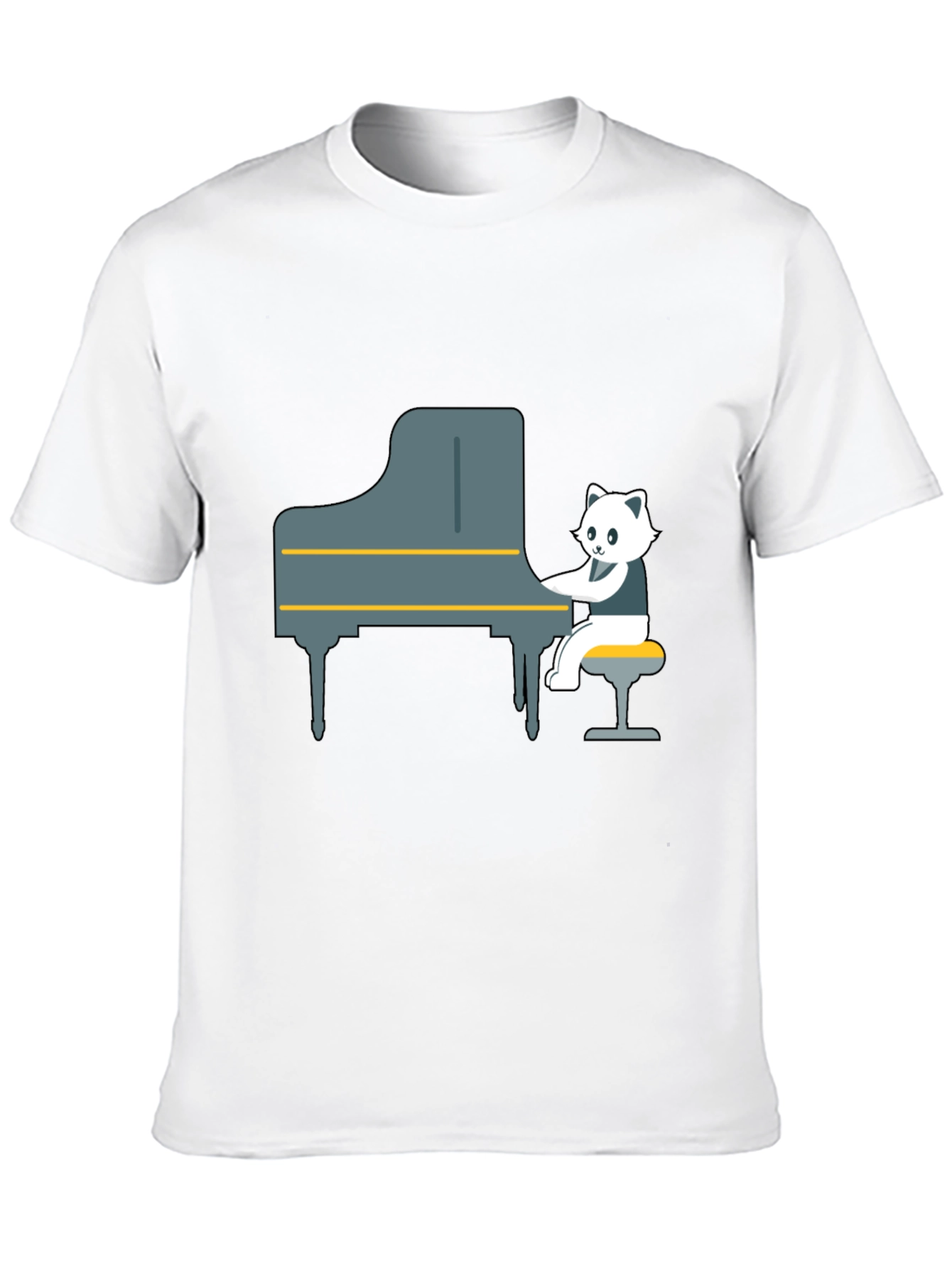 Cat Playing Piano Graphic Tee - Unique Design
