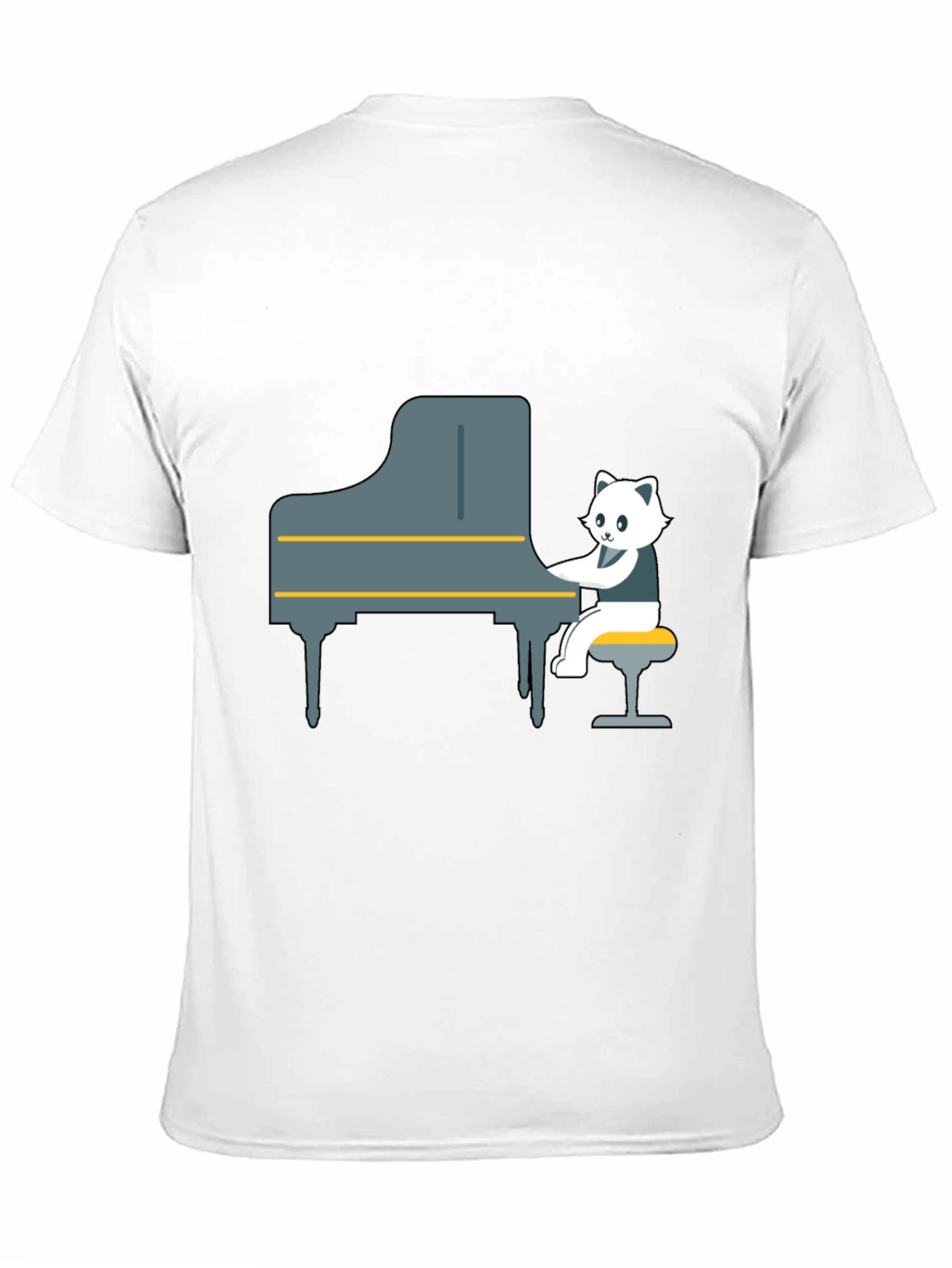 Cat Playing Piano Graphic Tee - Unique Design