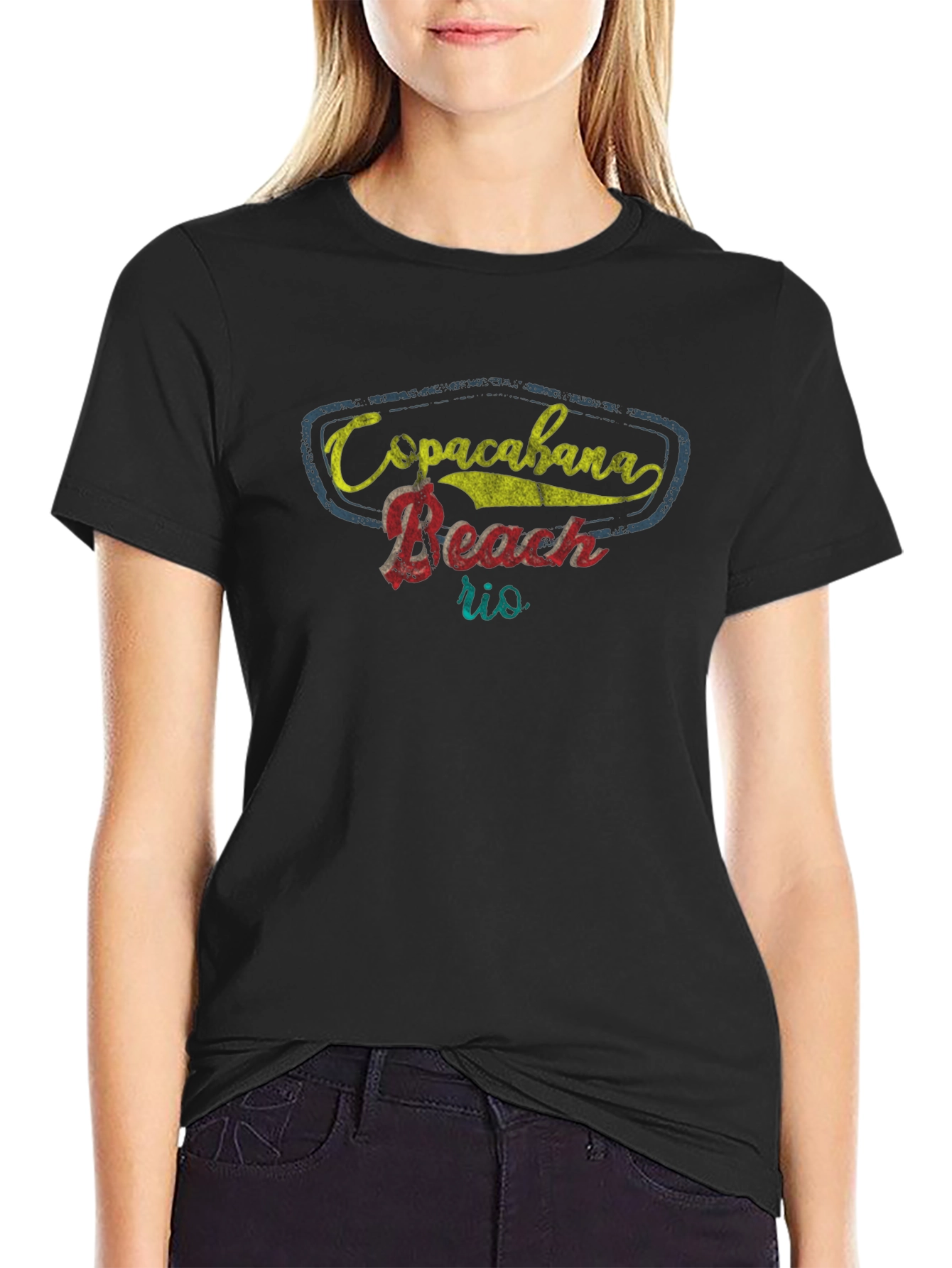 Copacabana Beach Rio Black T-Shirt