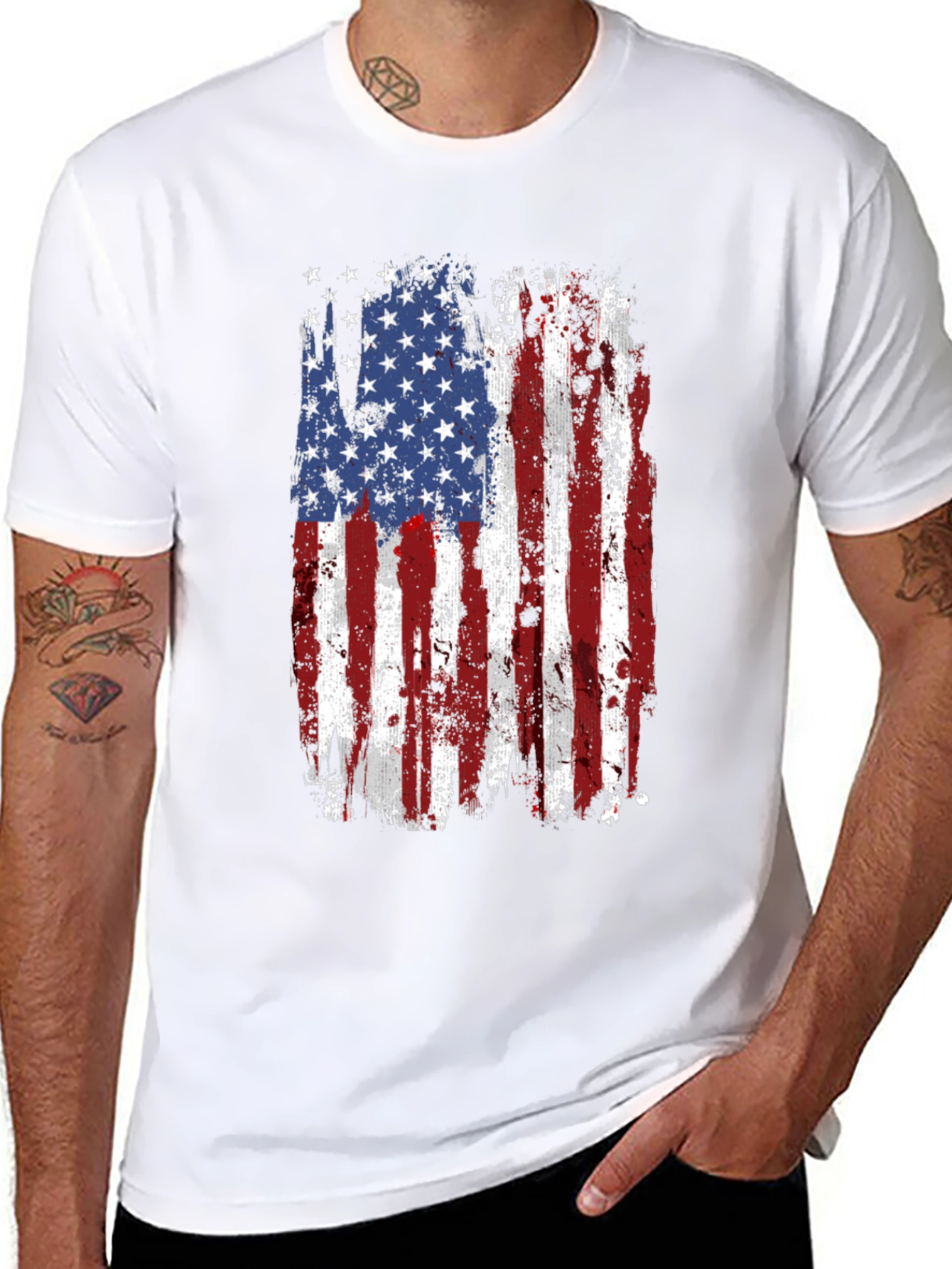 USA Flag Graphic Tee Patriotic Shirt