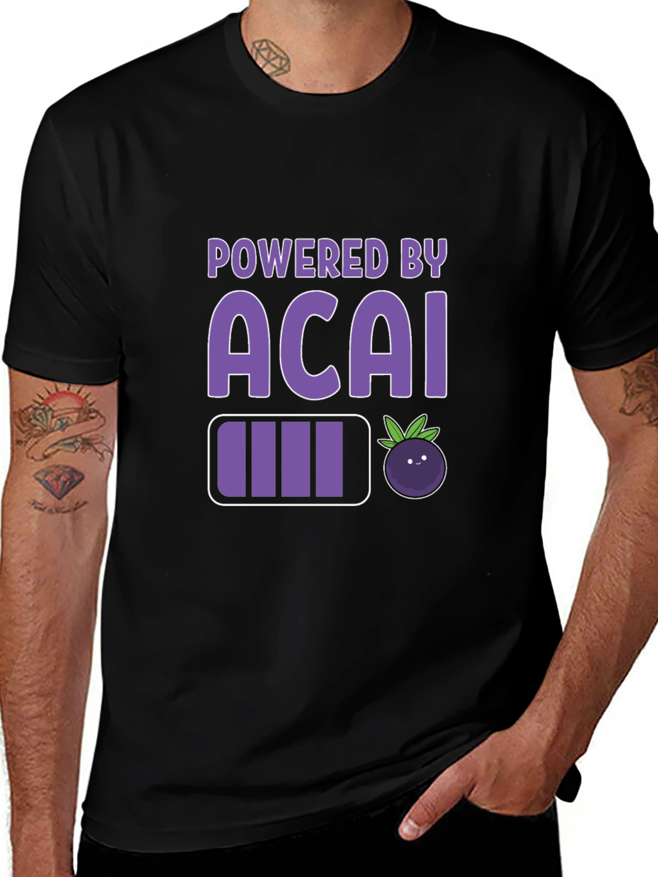 Powered by Acai Graphic Tee - Black