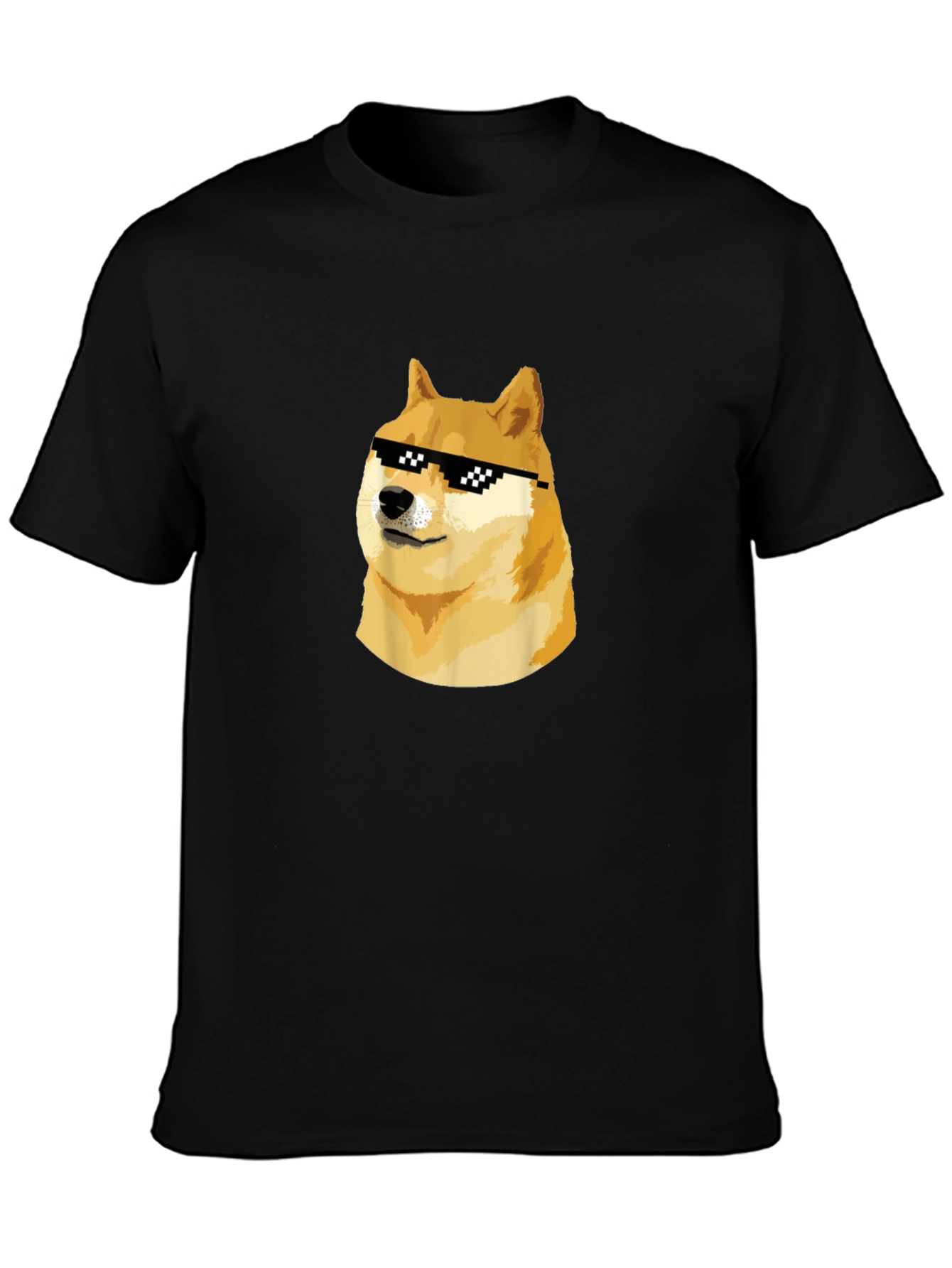 Doge Meme Black T-Shirt - Cool Doge with Sunglasses
