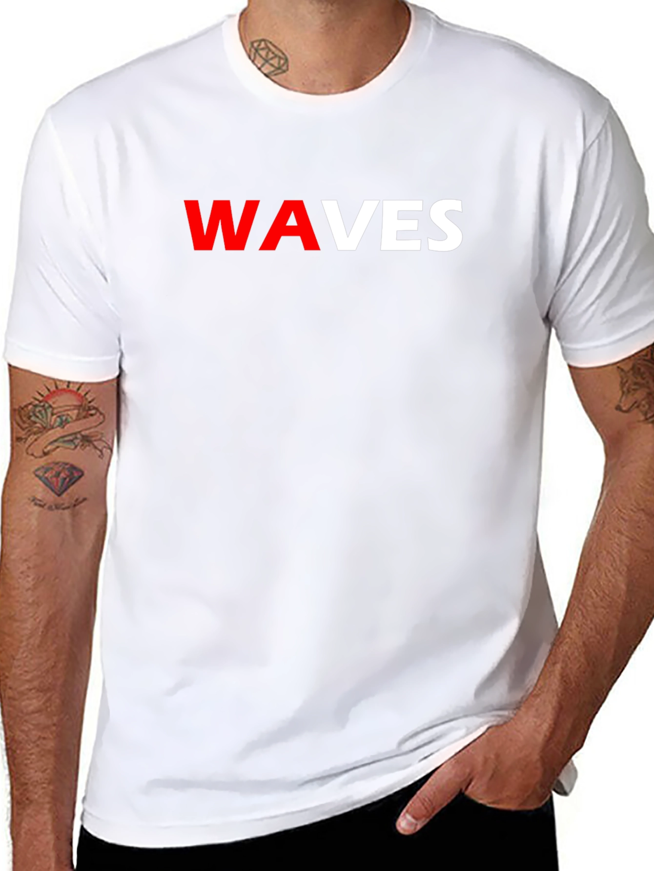 WAVES Graphic Tee - Stylish Black T-Shirt