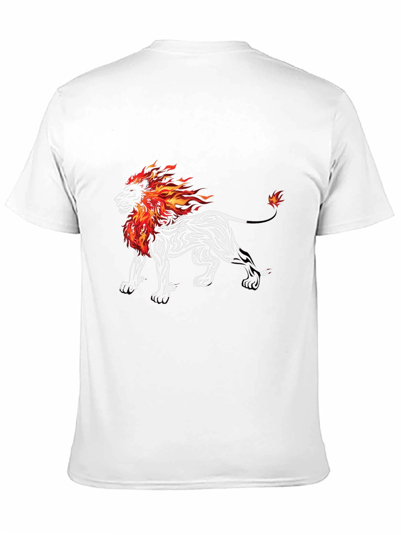 Fiery Lion Graphic Tee - Black Cotton Blend T-Shirt