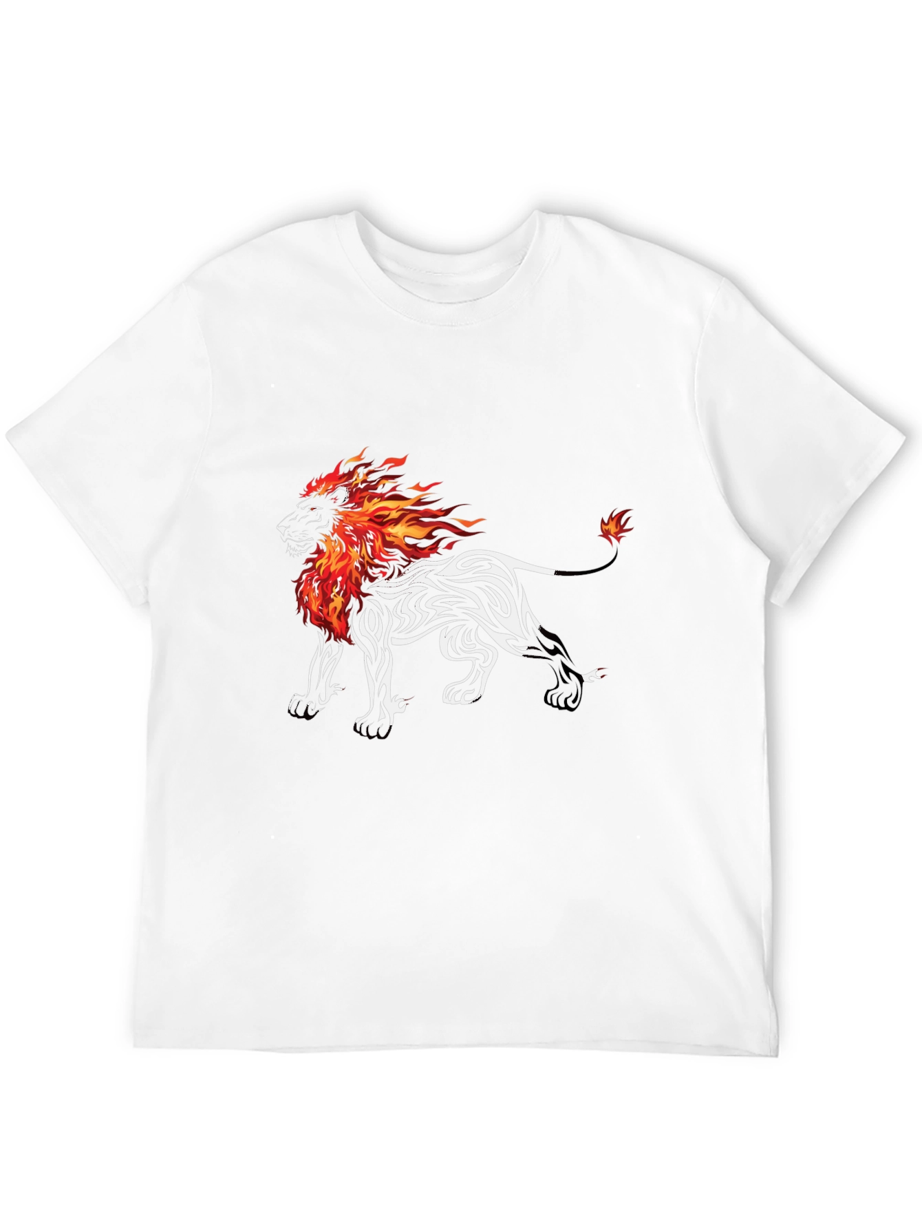 Fiery Lion Graphic Tee - Black Cotton Blend T-Shirt