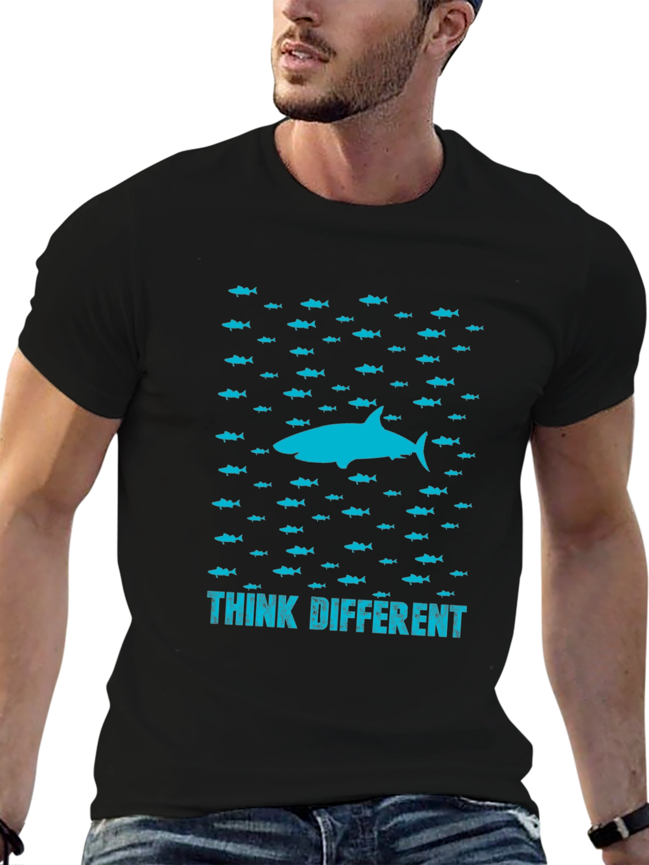 Think Different Shark Graphic T-Shirt