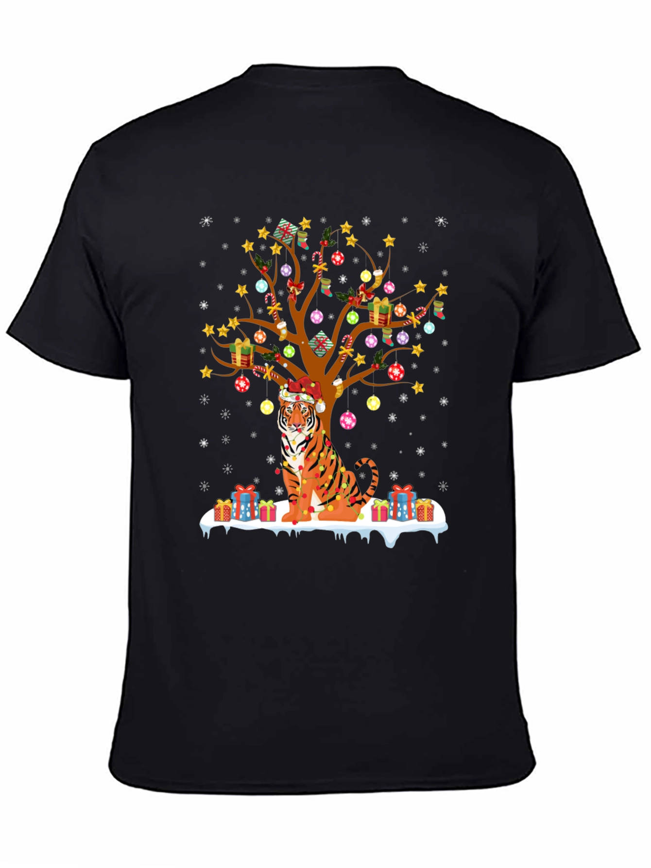 Festive Tiger Christmas Tree Graphic Tee