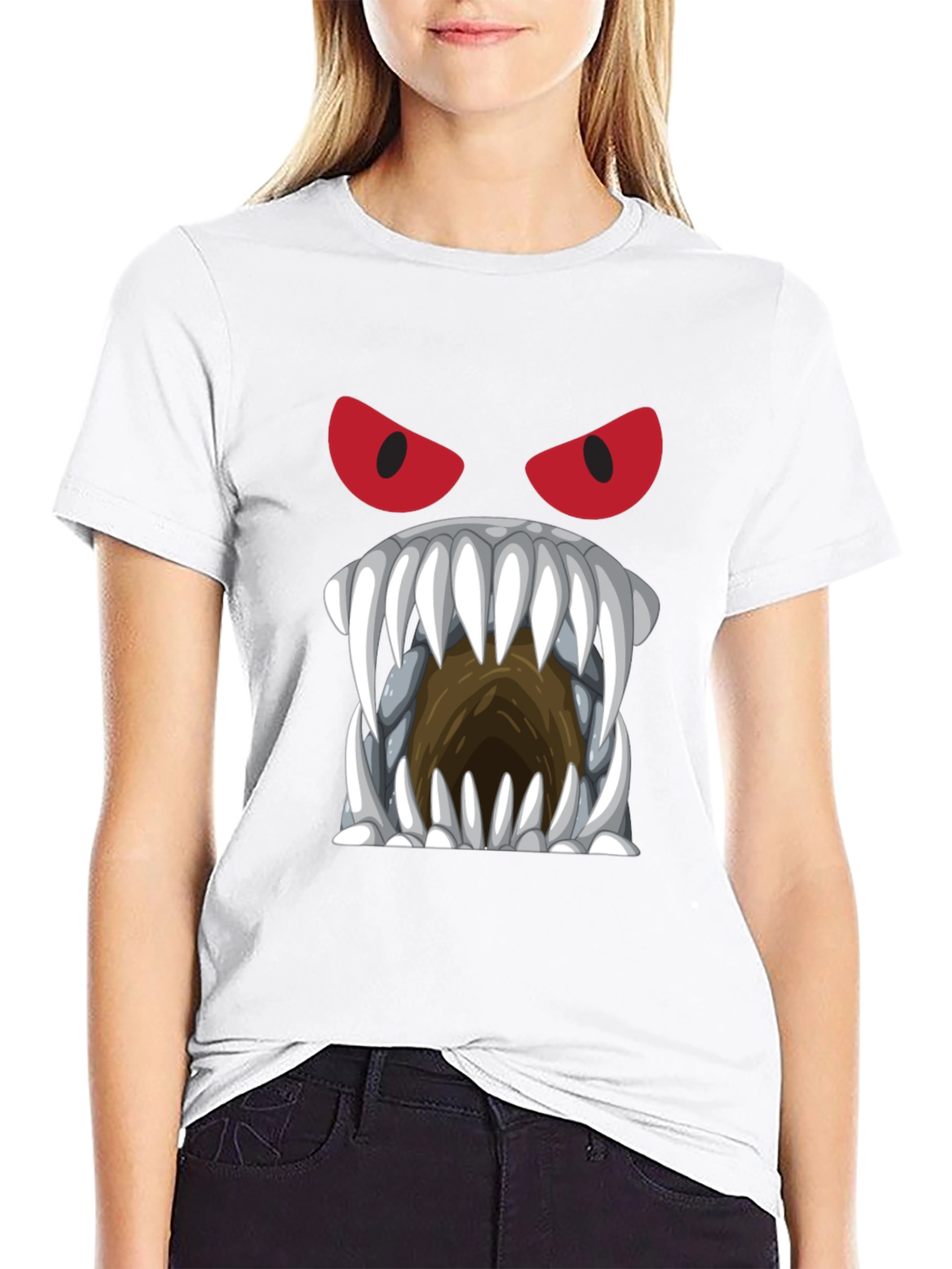 Monster Face Graphic Tee - Black