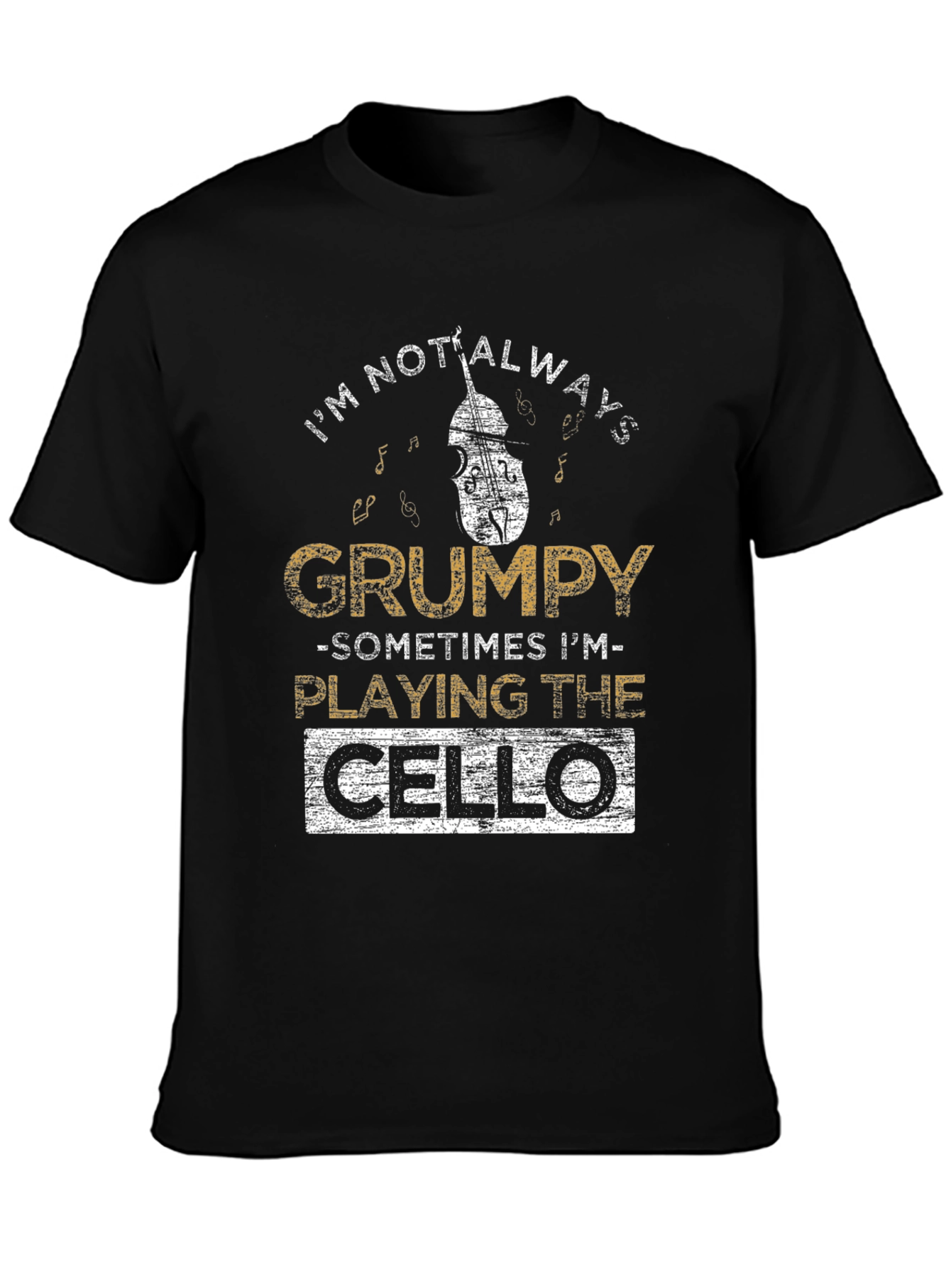 Grumpy Cello Player Black T-Shirt